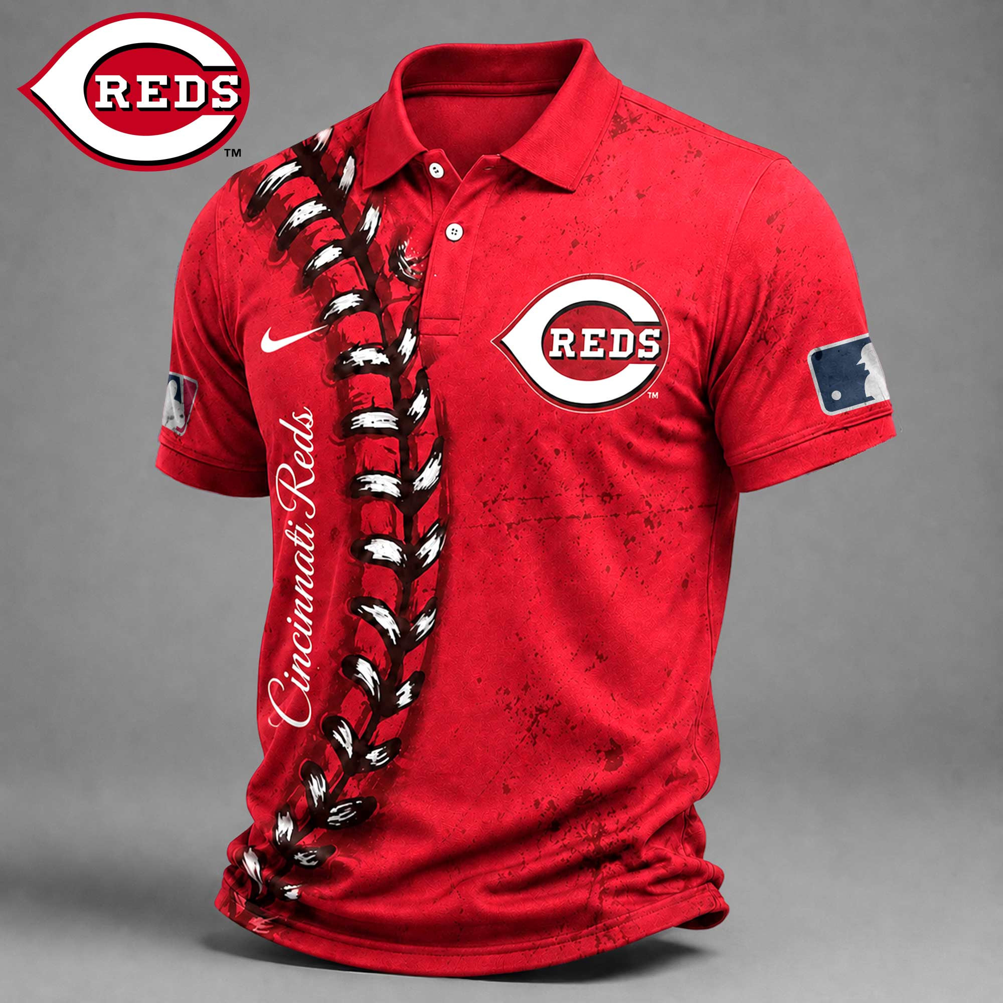 Cincinnati Reds | Premium MLB Baseball Stitch Polo Shirt