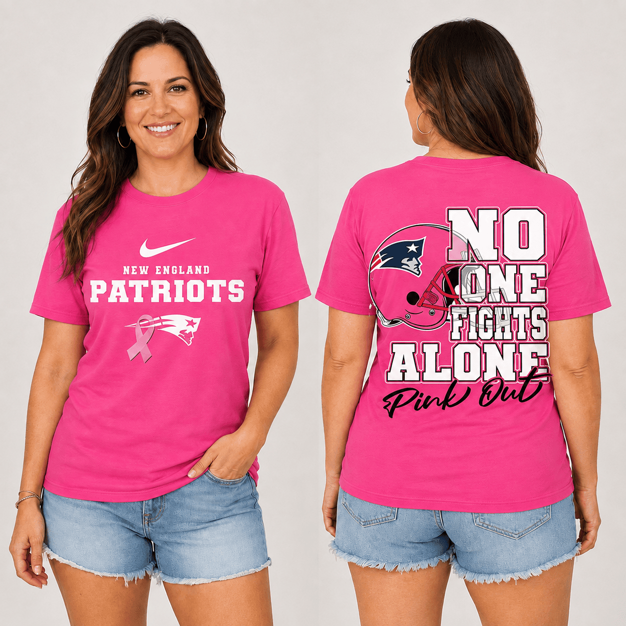 New England Patriots | Premium NFL No One Fight Alone Pink Out T-Shirt TD