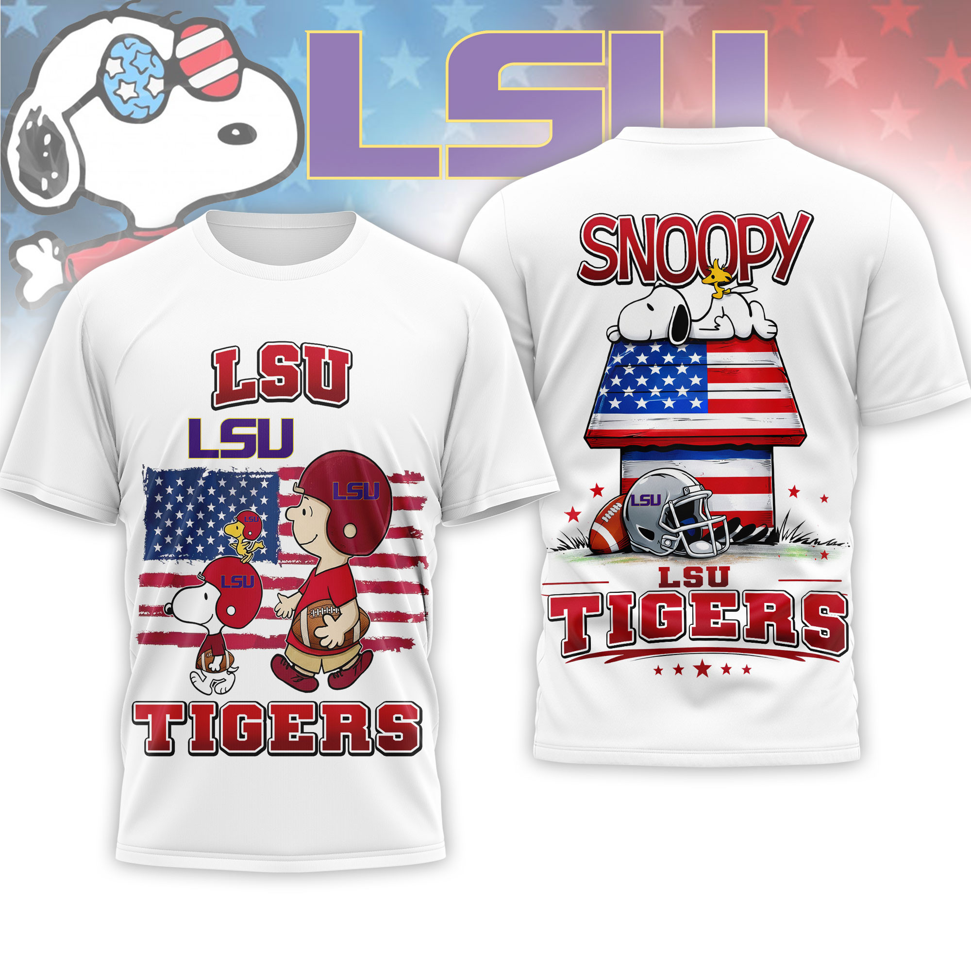 LSU Tigers | Premium NCAA America 250 with Snoopy 3D Shirt NTH1