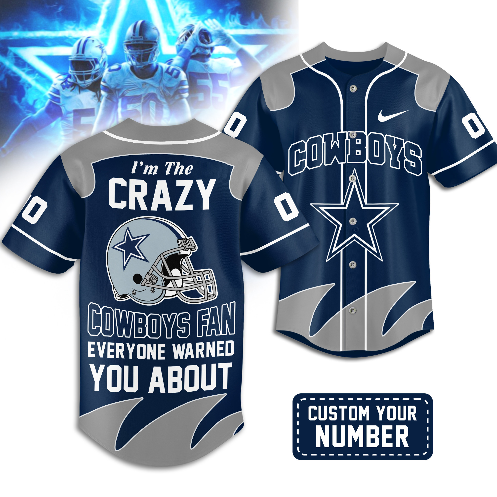 Dallas Cowboys | Premium NFL Crazy Football Fan Personalized Jersey TD