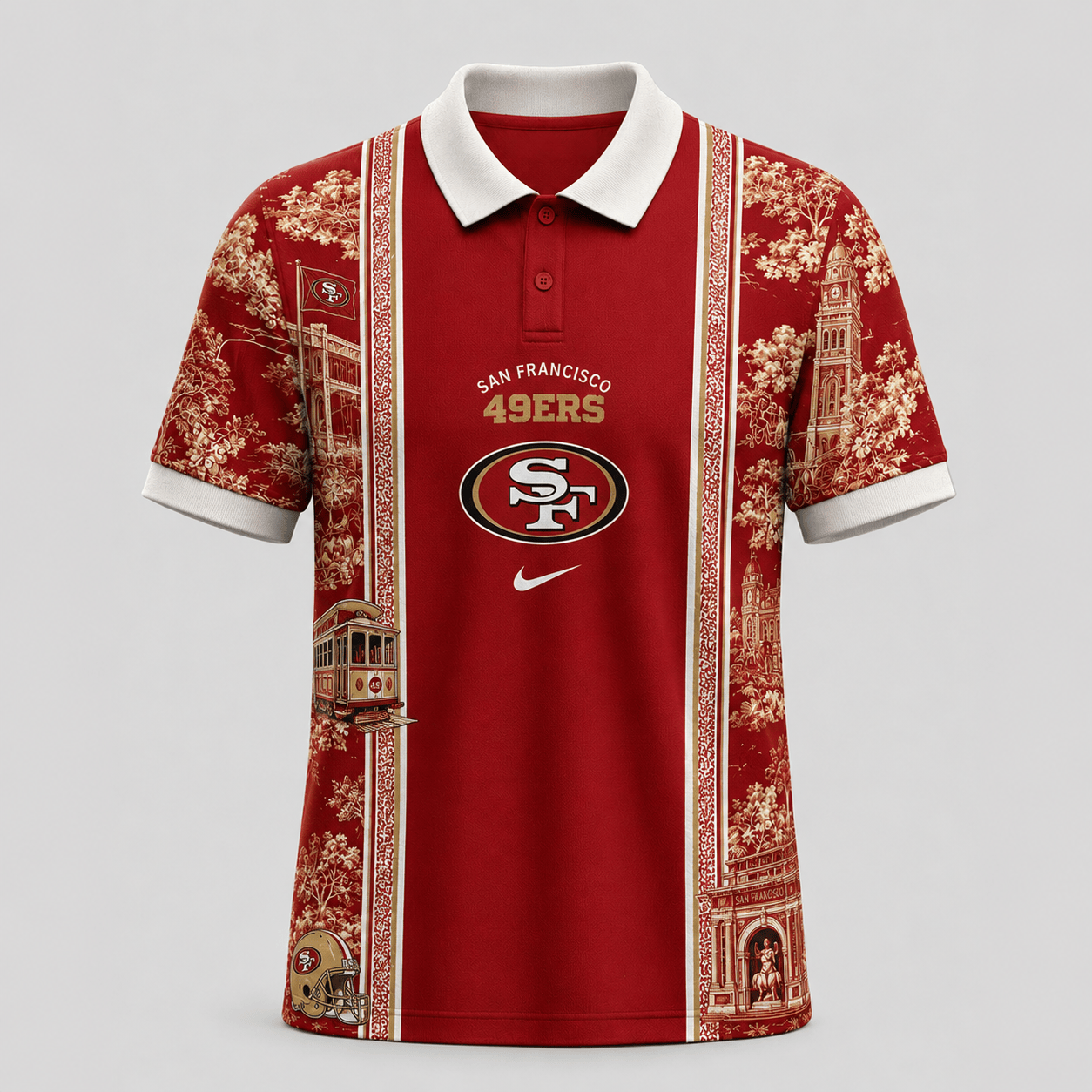 San Francisco 49ers | Premium NFL Heritage Cityscape Polo Shirt for Loyal Fans TD