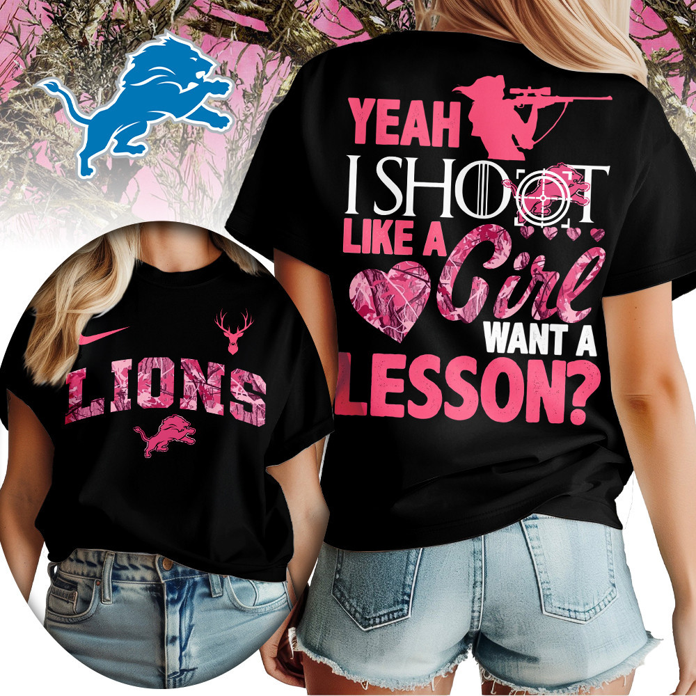 Detroit Lions | Premium NFL Shoot Like A Girl Women Shirt TD