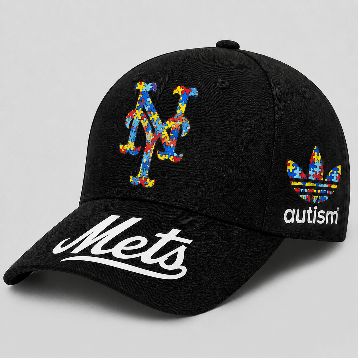 New York Mets | Premium MLB Puzzle Heart Autism Baseball Cap