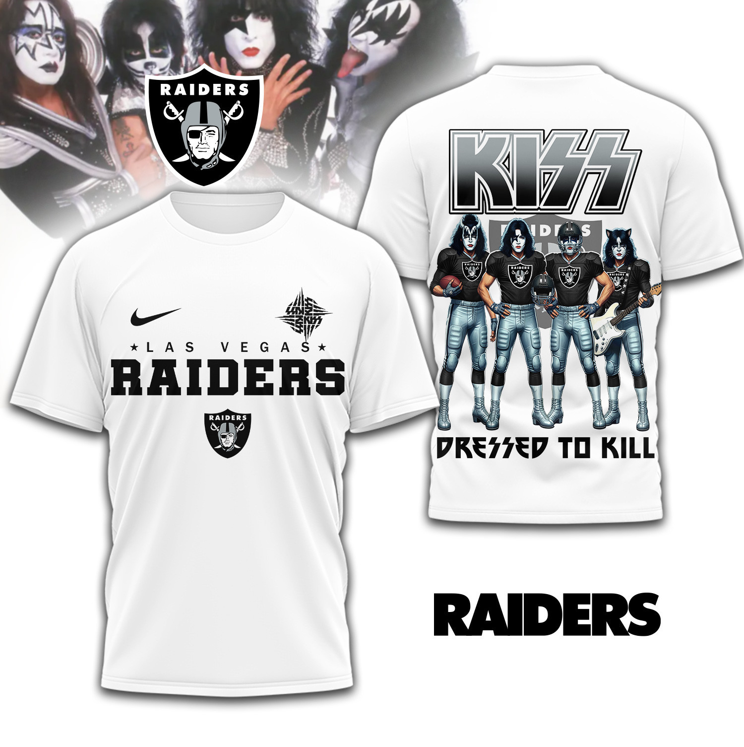 Las Vegas Raiders | Premium NFL Dressed to Kill Kiss Band 3D Shirt TD