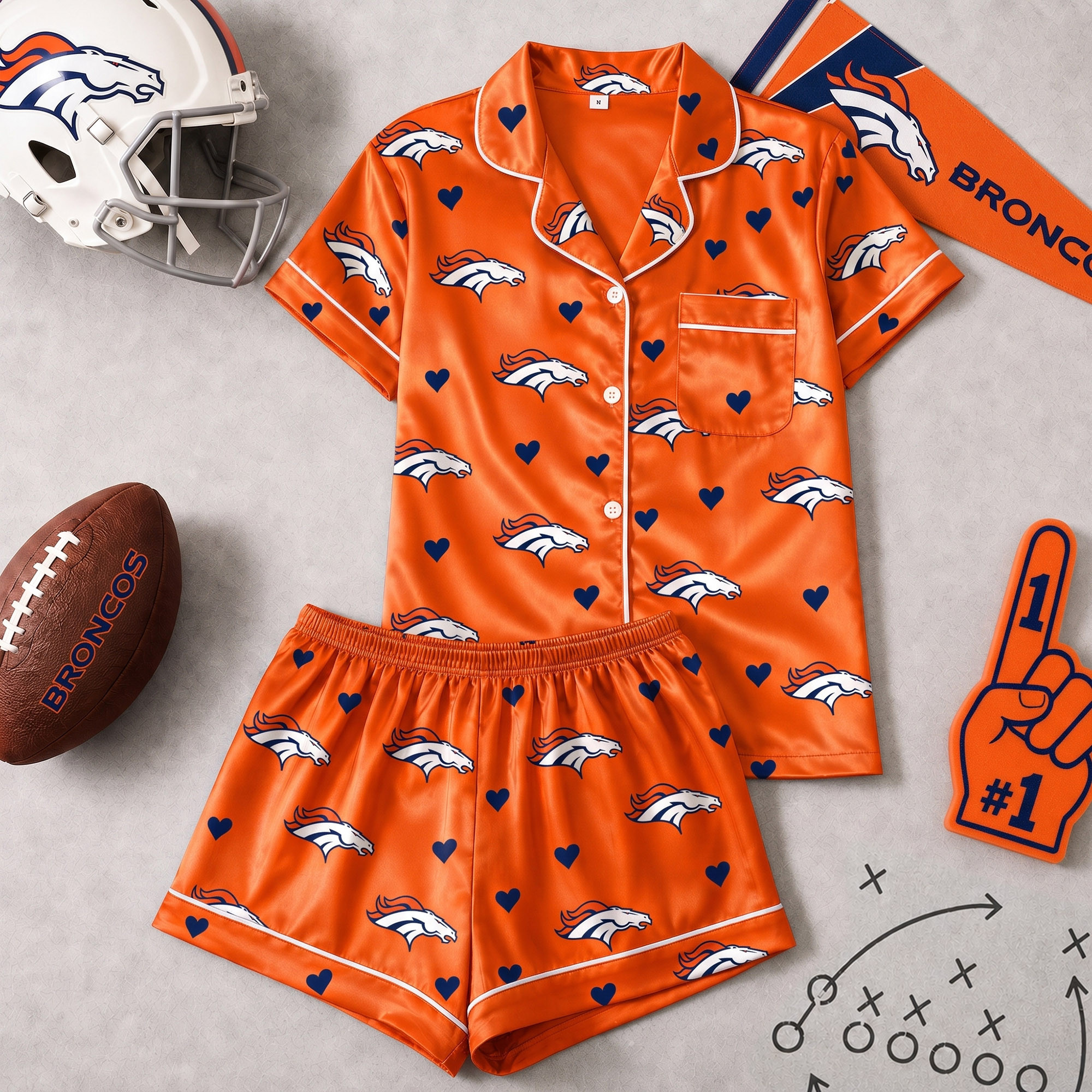 Denver Broncos | Premium NFL Love Satin Pajamas Set NY