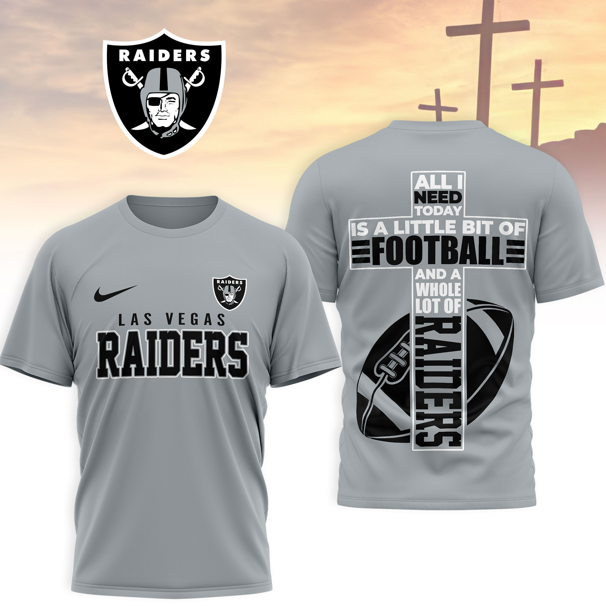 Las Vegas Raiders | Premium NFL Whole Lot of Football Christian Cross 3D Shirt NY