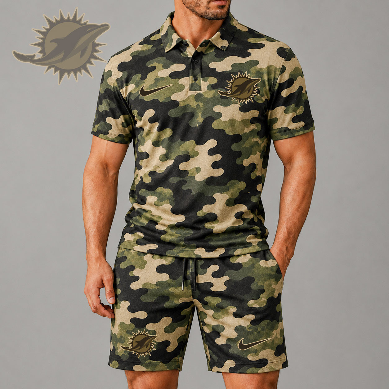 Miami Dolphins | Premium NFL Military Camo Polo & Shorts Set NY