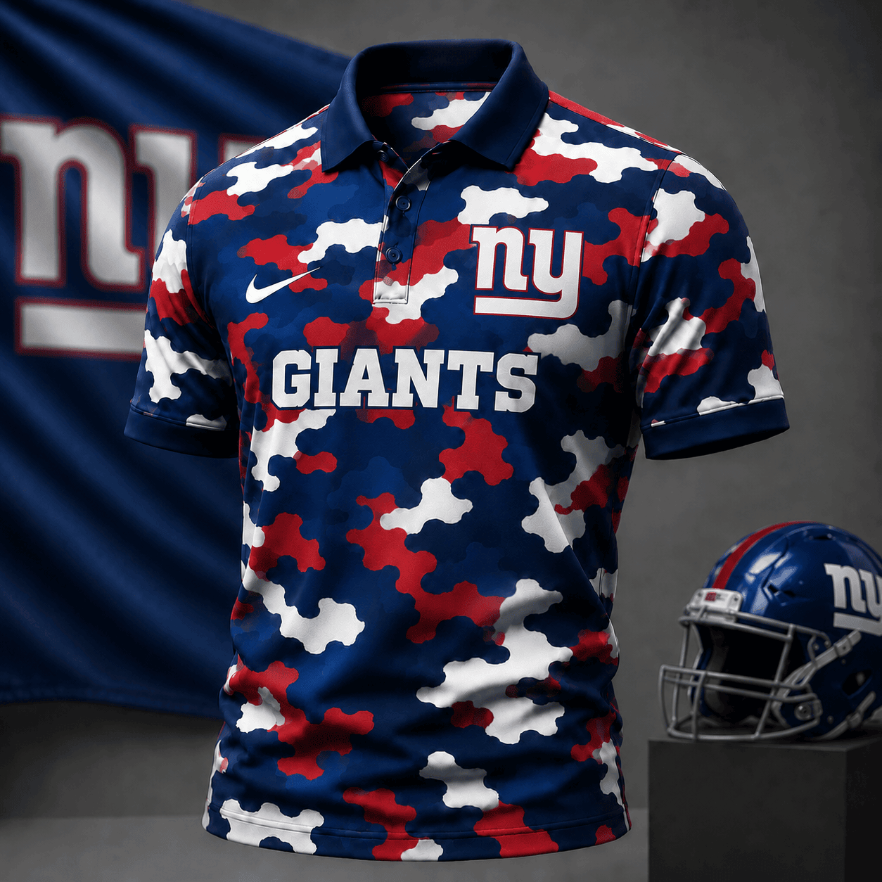 New York Giants| Premium NFL Camo Polo Shirt NY