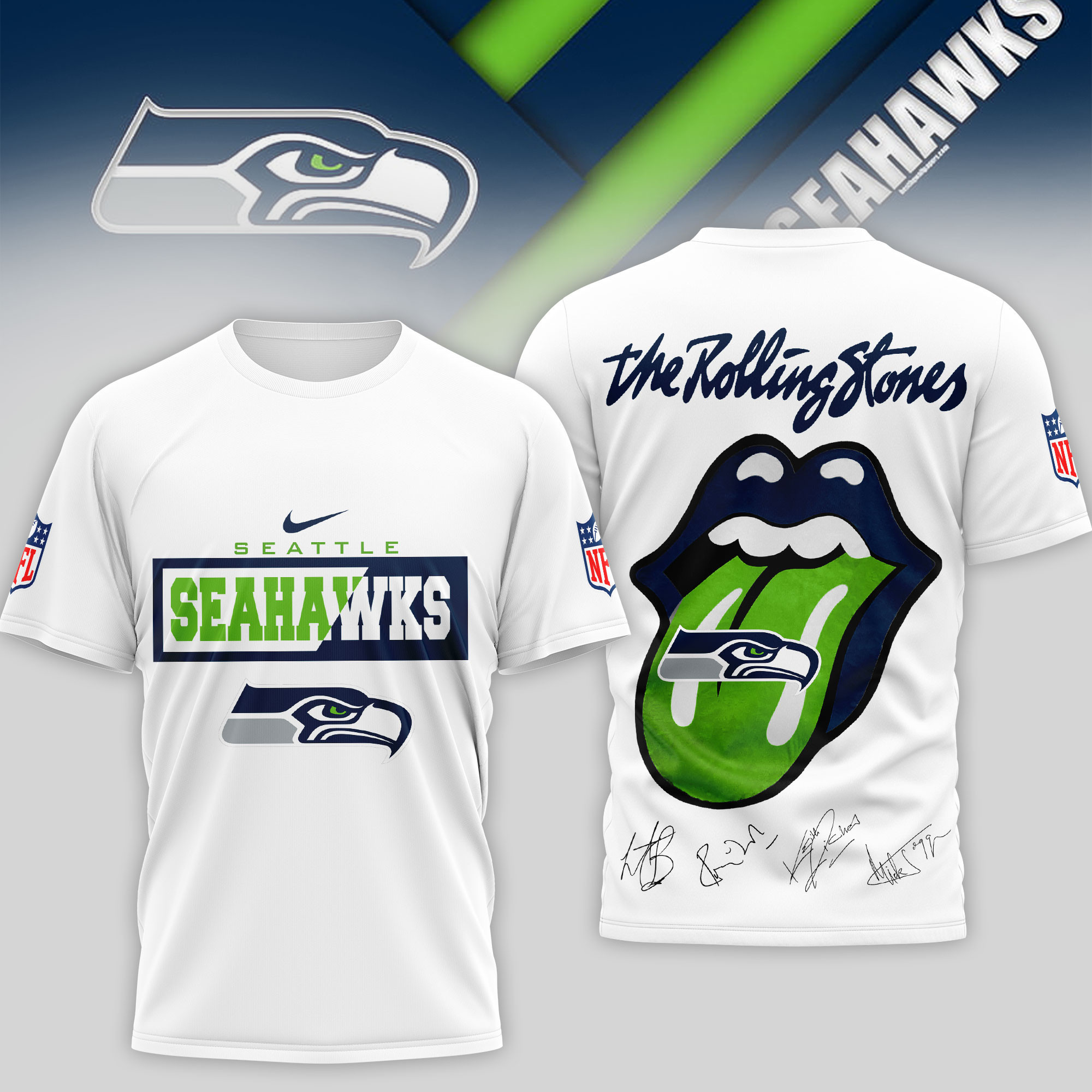 Seattle Seahawks | Premium NFL The Rolling Stones 3D Shirt TD