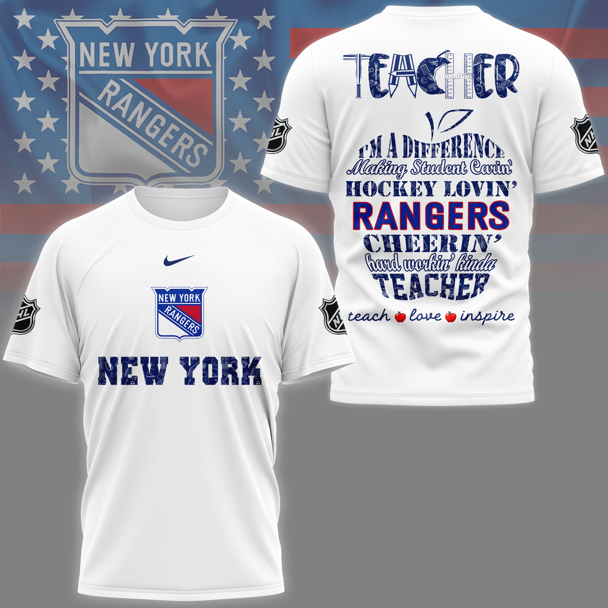 New York Rangers | Premium NHL Teacher Pride 3D Shirt NY