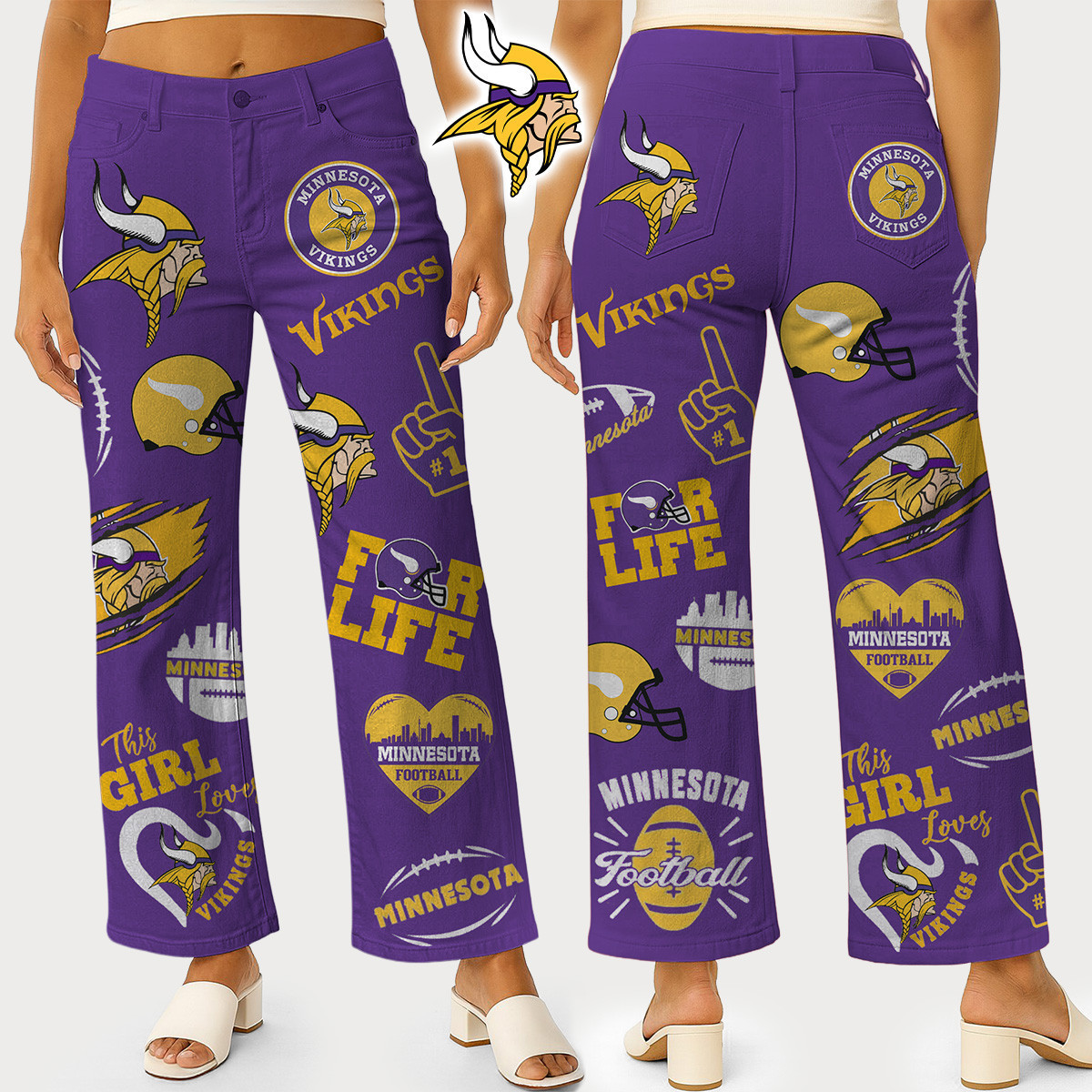 Minnesota Vikings | Premium NFL High Waisted Casual Wide Leg Pants HI