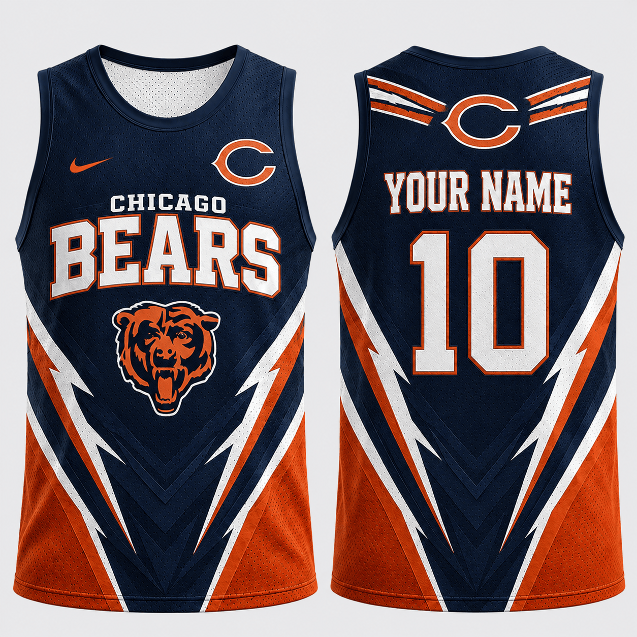 Chicago Bears | Premium NFL Personalized Name Number Fan Pride Tank Top TD