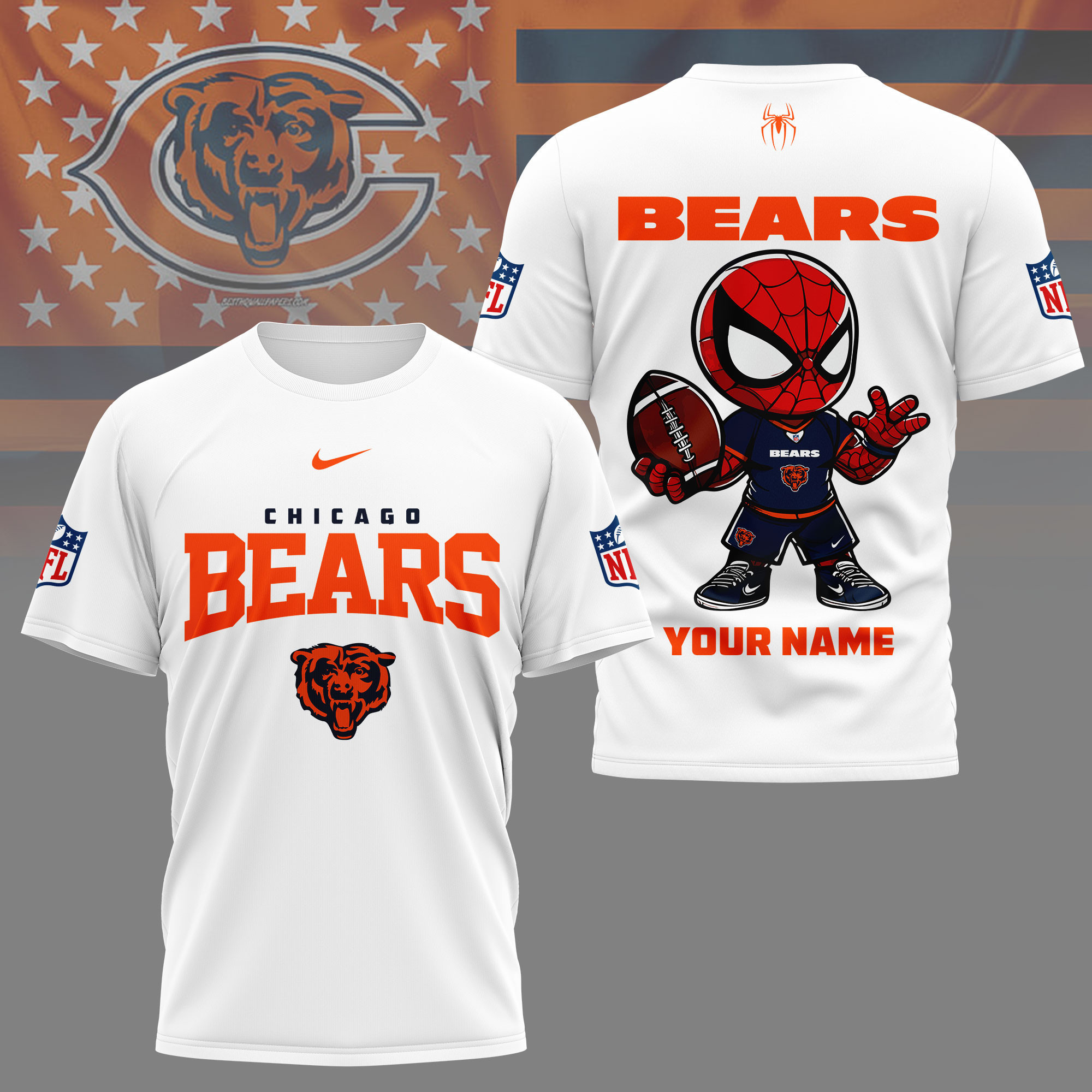 Chicago Bears | Premium NFL Spider Hero Custom 3D Shirt NY