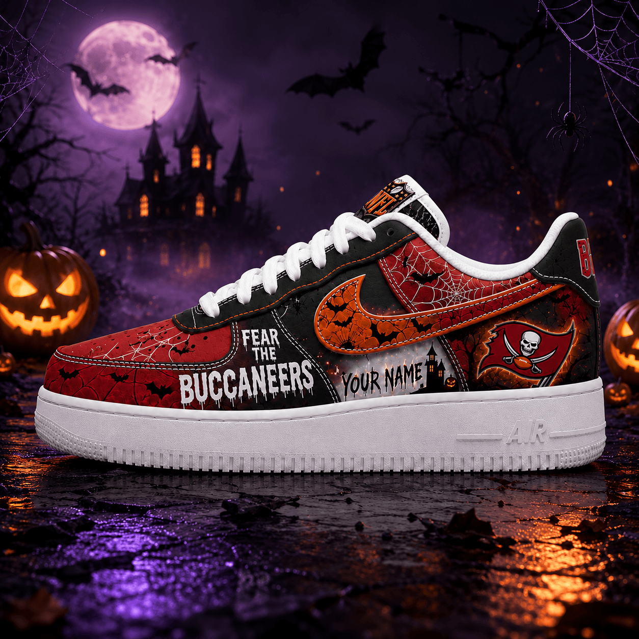 Tampa Bay Buccaneers | Premium NFL Fear The Team Halloween AF1 Sneakers