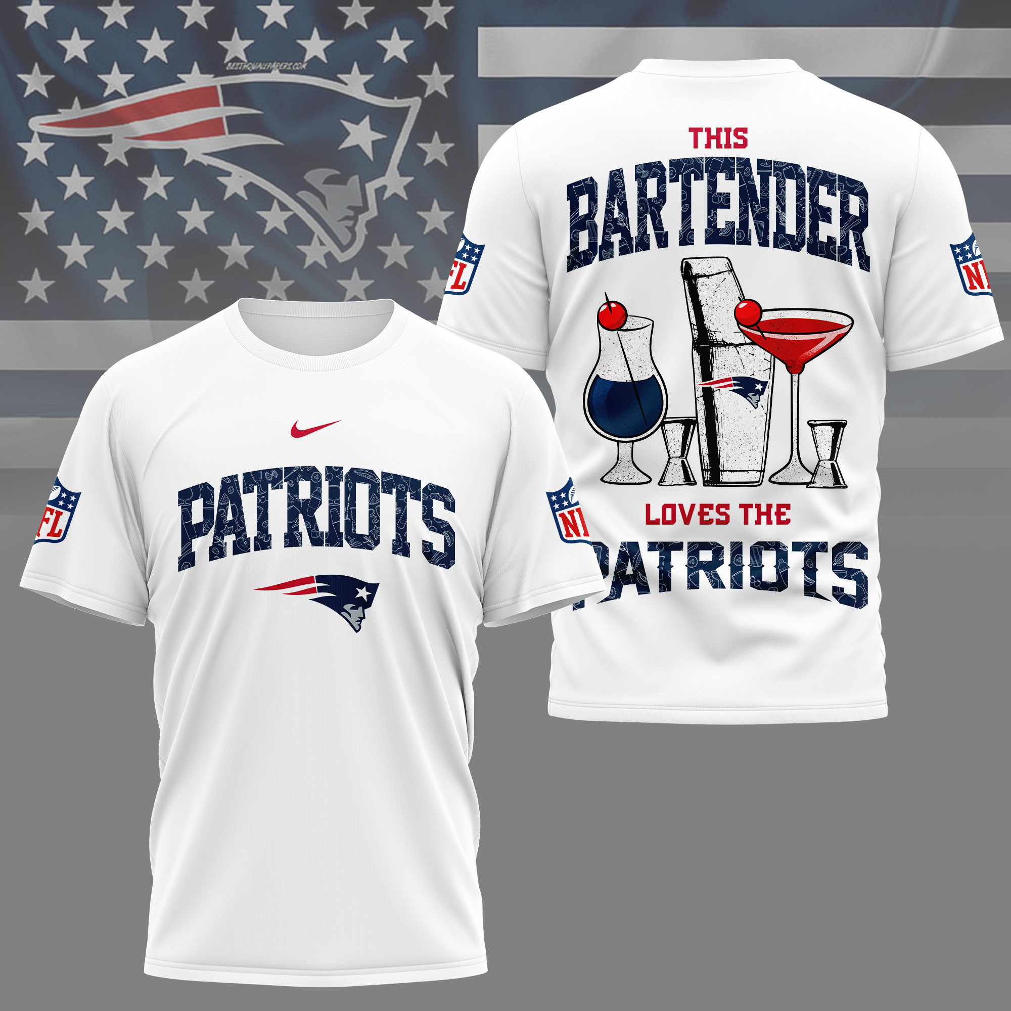 New England Patriots | Premium NFL Bartender Fan 3D Shirt NY