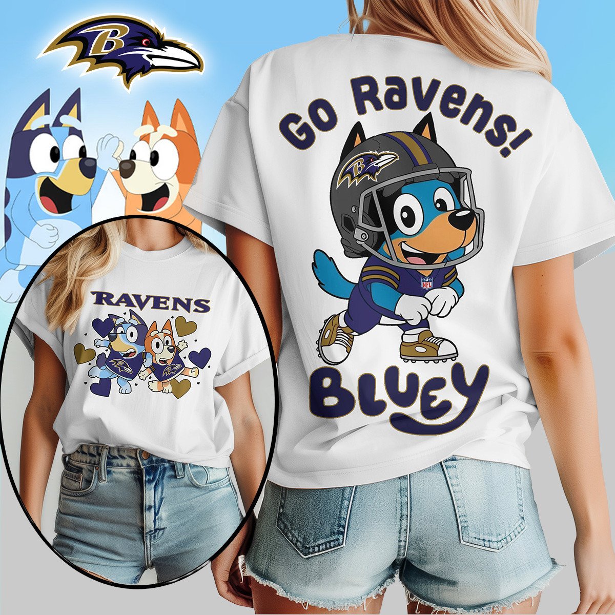 Baltimore Ravens | Premium NFL Bluey Women's Shirt TD
