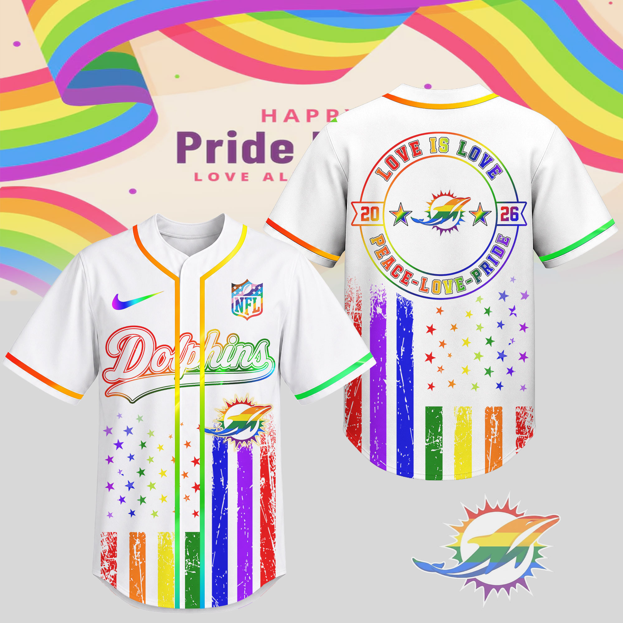 Miami Dolphins | Premium NFL Pride Love Limited Edition Jersey NTH1
