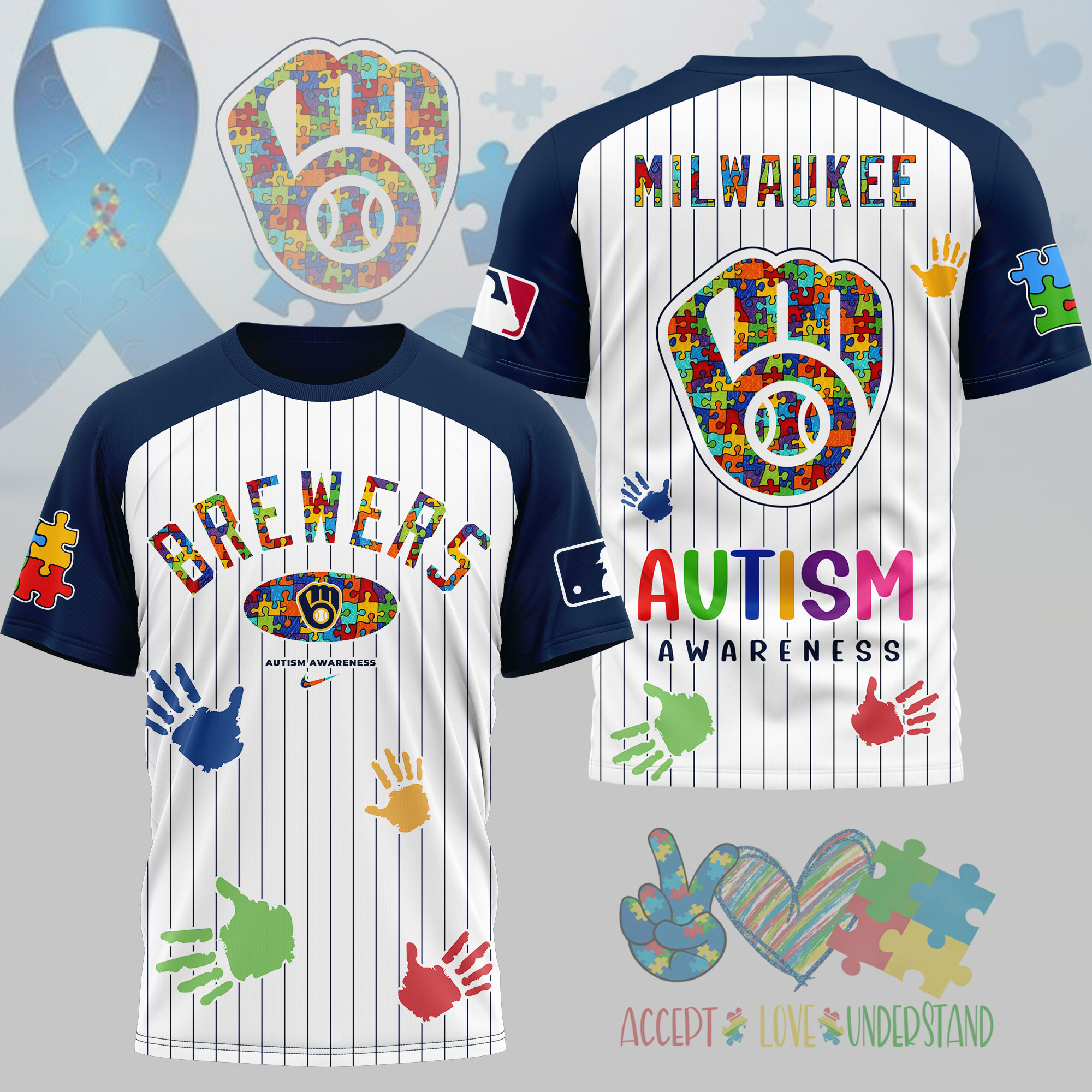 Milwaukee Brewers | Premium MLB Autism Support 3D Shirt NY