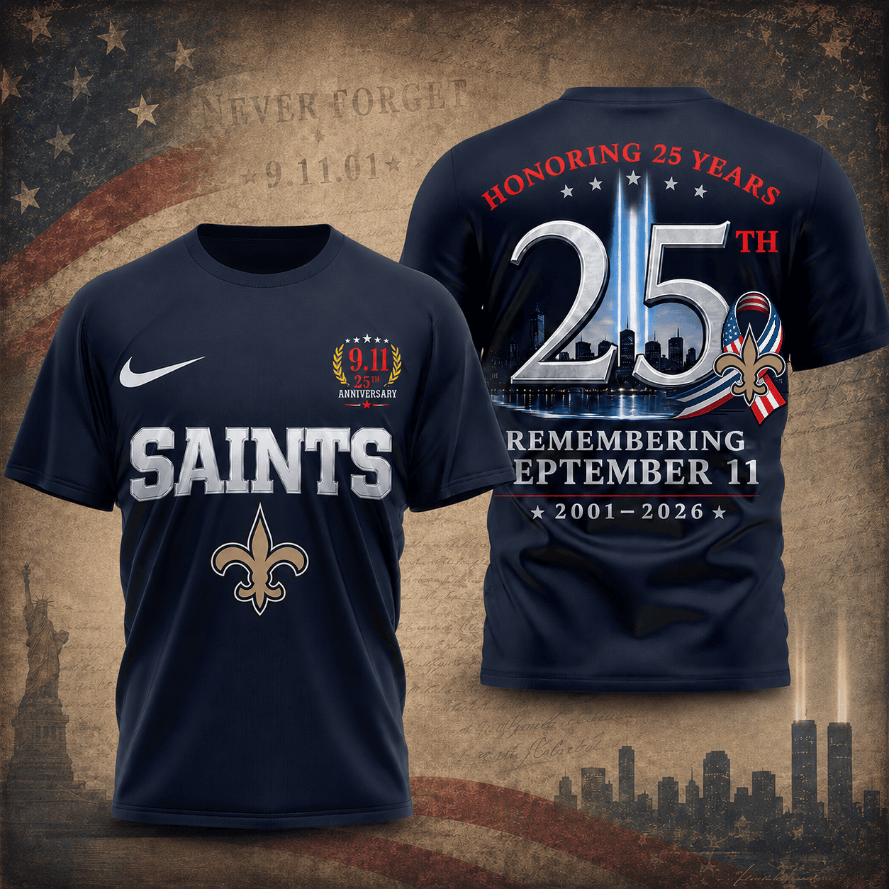 New Orleans Saints | Premium NFL Remembering September 11 T-Shirt TD