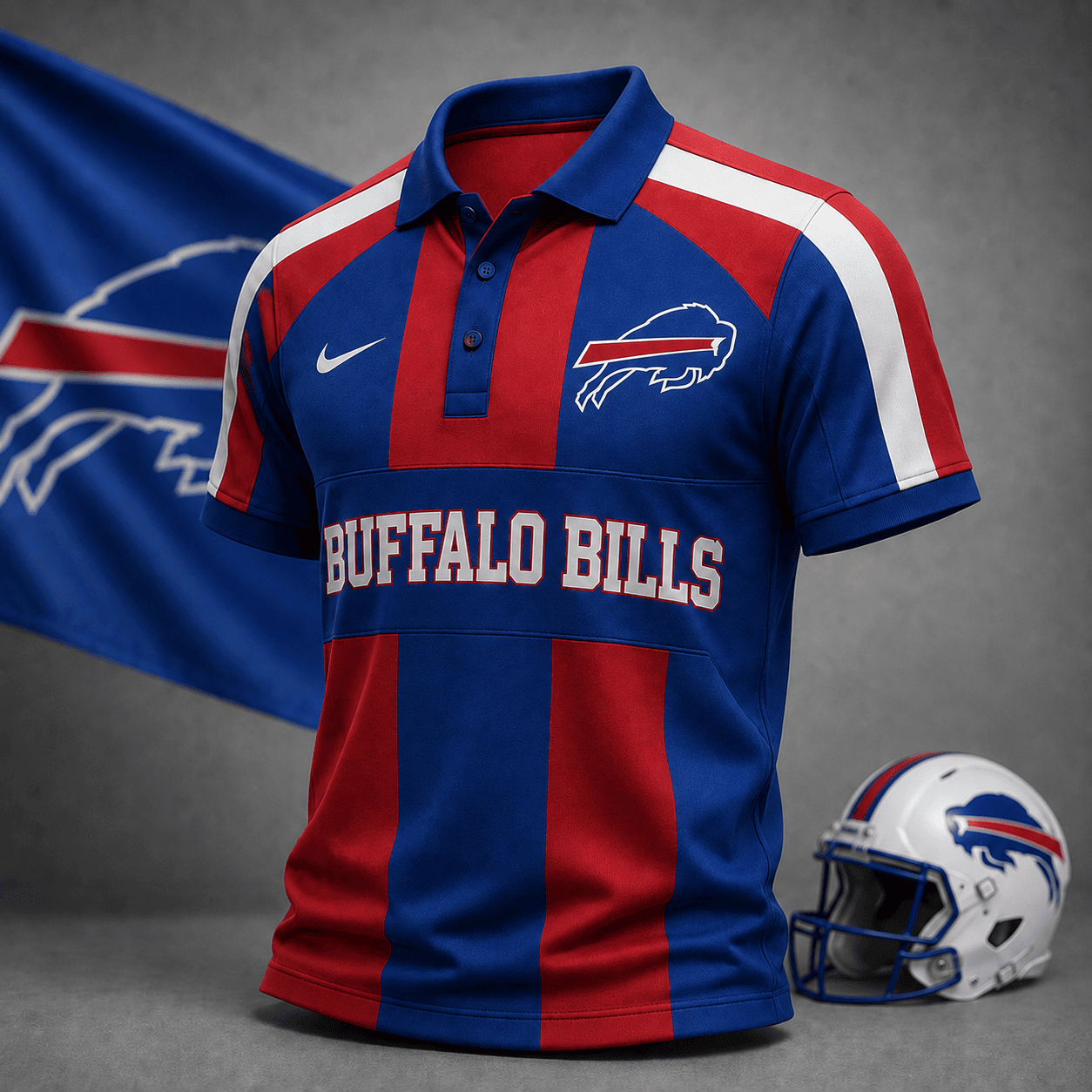 Buffalo Bills | Premium NFL Heritage Stripe Rugby Polo Shirt NY