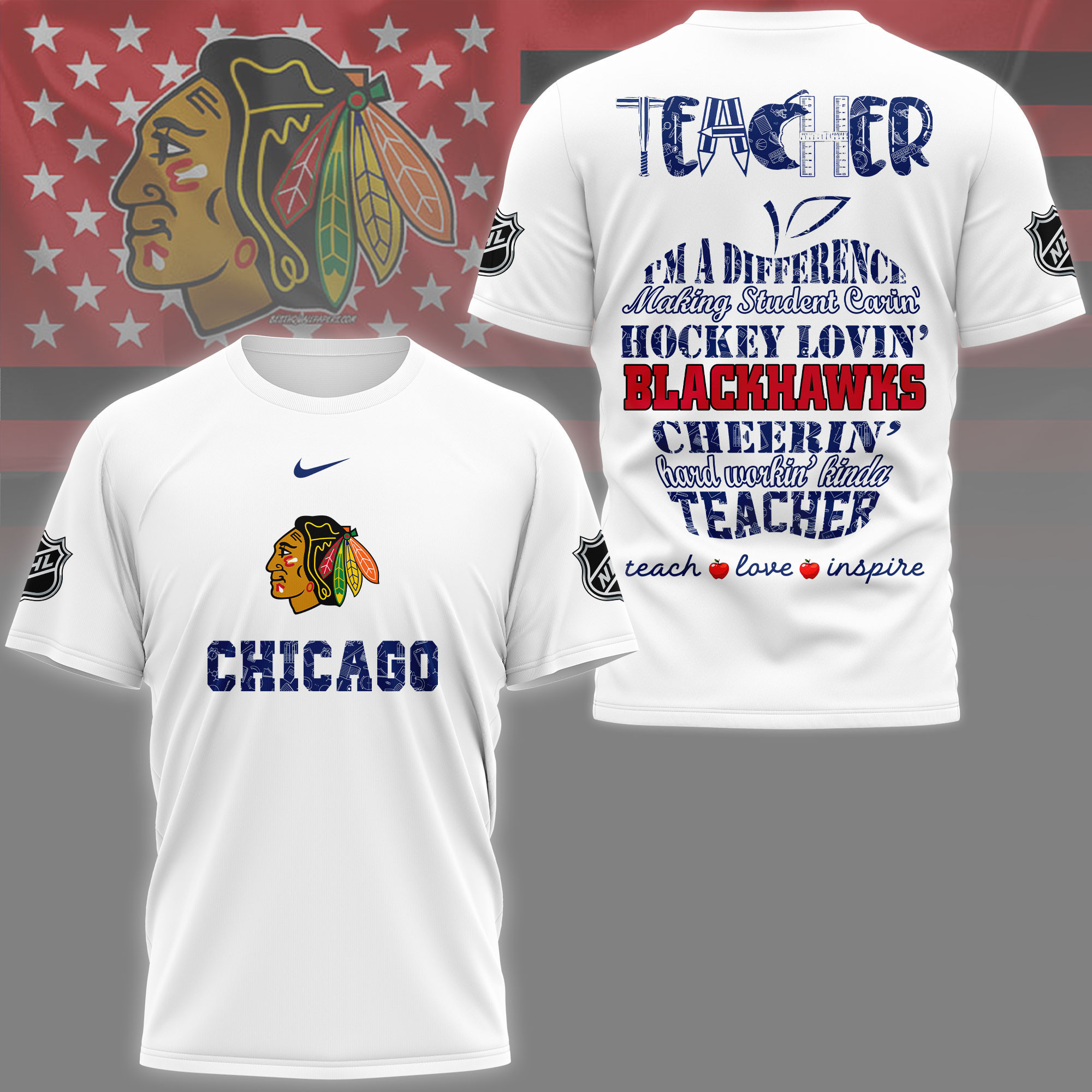 Chicago Blackhawks | Premium NHL Teacher Pride 3D Shirt NY