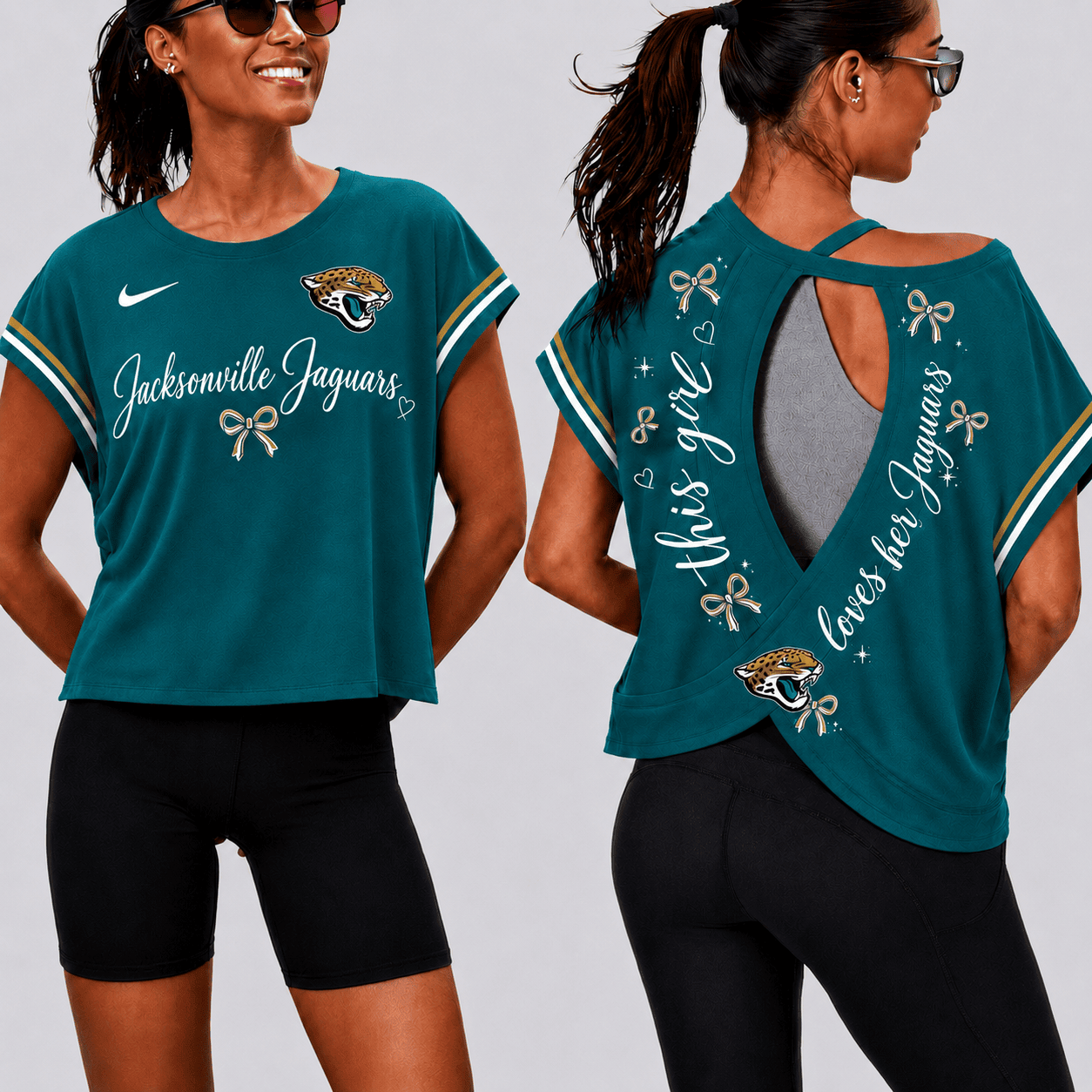 Jacksonville Jaguars | Premium NFL Open Back Workout Shirts Short Sleeve NY