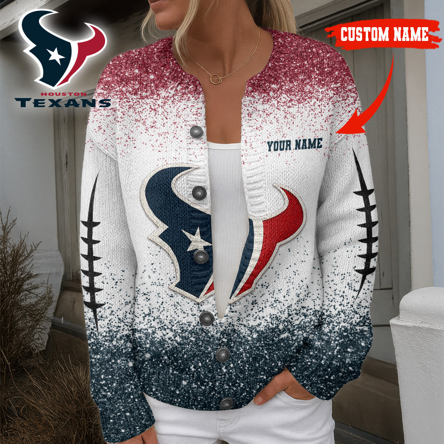Houston Texans | Premium NFL Glitter Effect Cozy Knit Cardigan HI