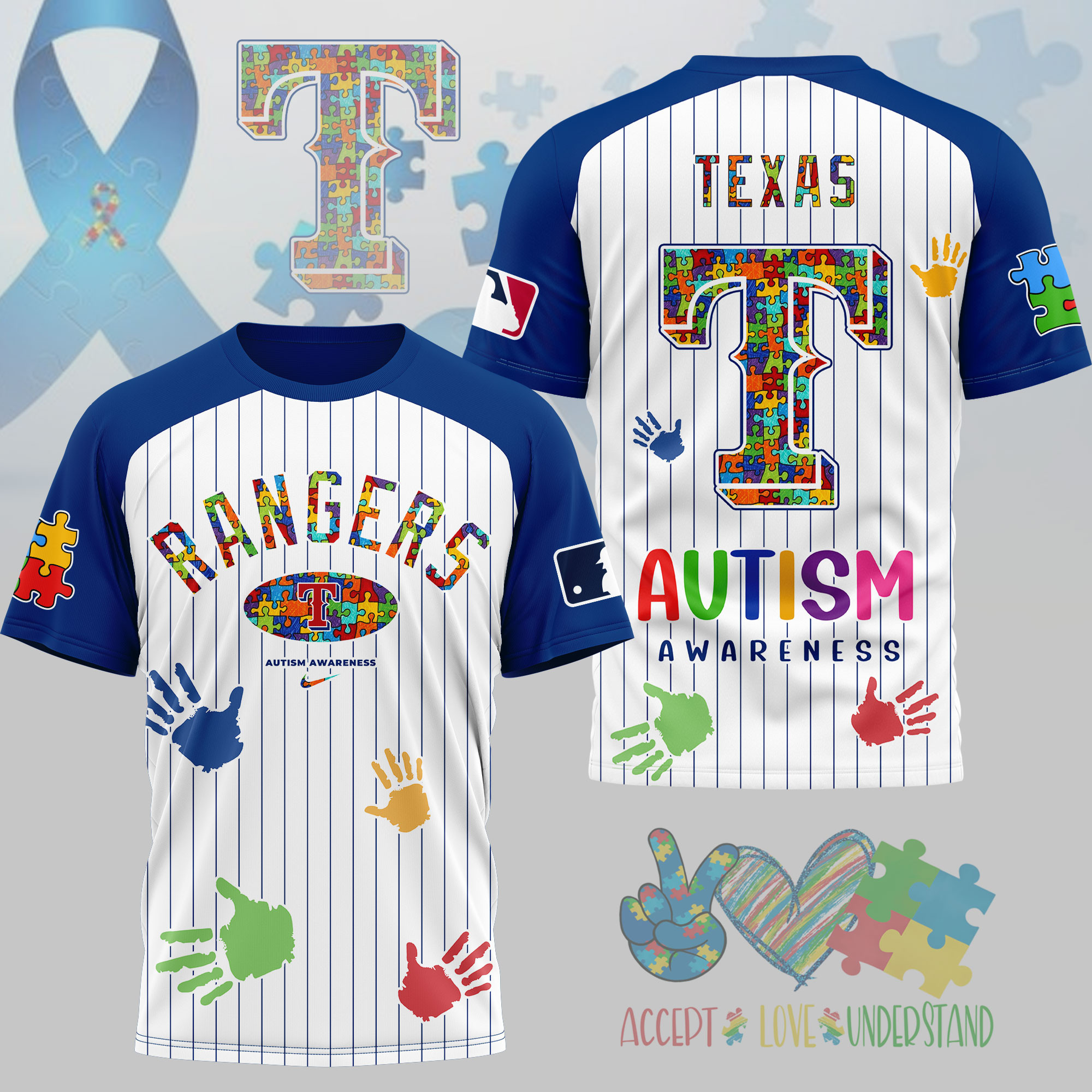Texas Rangers | Premium MLB Autism Support 3D Shirt NY