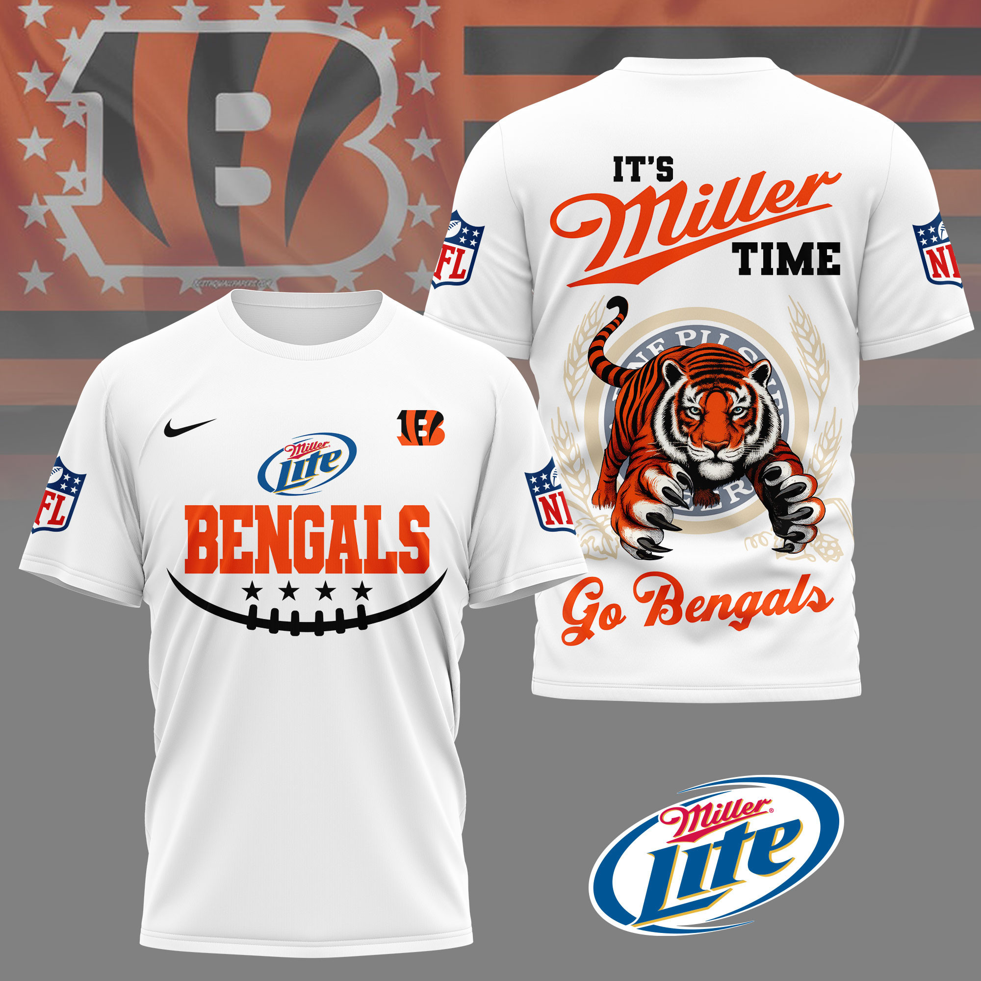 Cincinnati Bengals | Premium NFL Miller Lite 3D Shirt NY