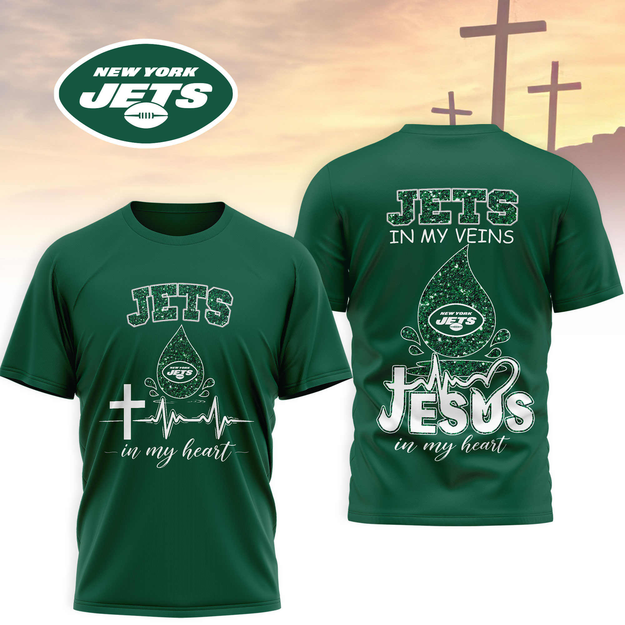 New York Jets | Premium NFL Jesus In My Heart 3D Shirt NTH1