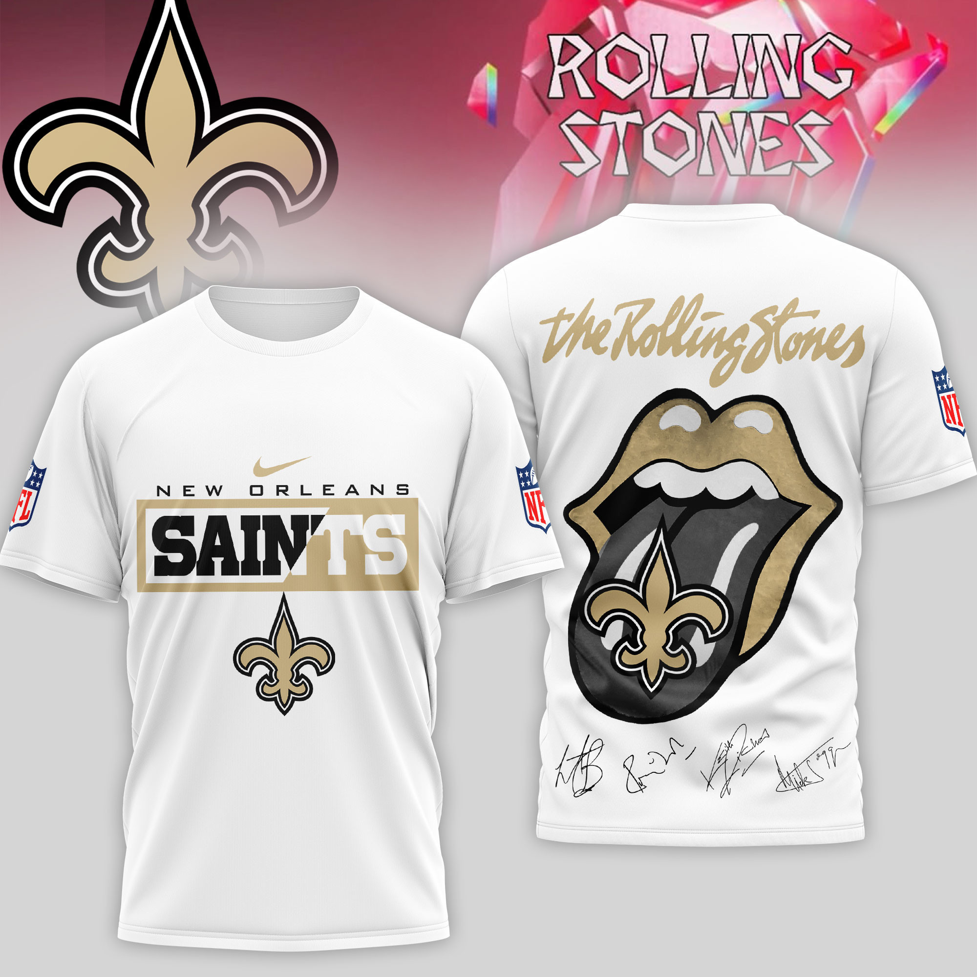 New Orleans Saints | Premium NFL The Rolling Stones 3D Shirt TD