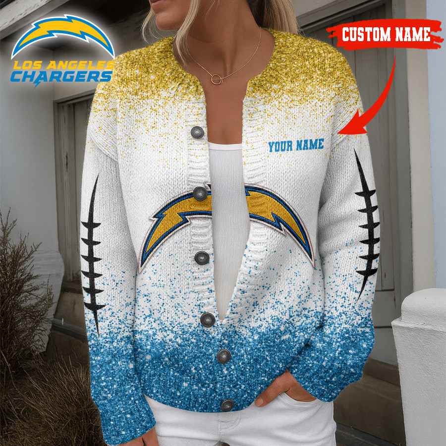 Los Angeles Chargers | Premium NFL Glitter Effect Cozy Knit Cardigan HI