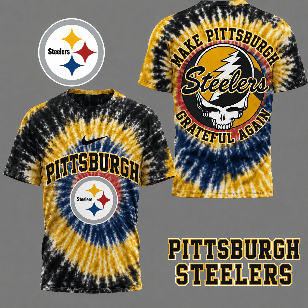Pittsburgh Steelers | Premium NFL Grateful Again Tie Dye 3D Shirt NY