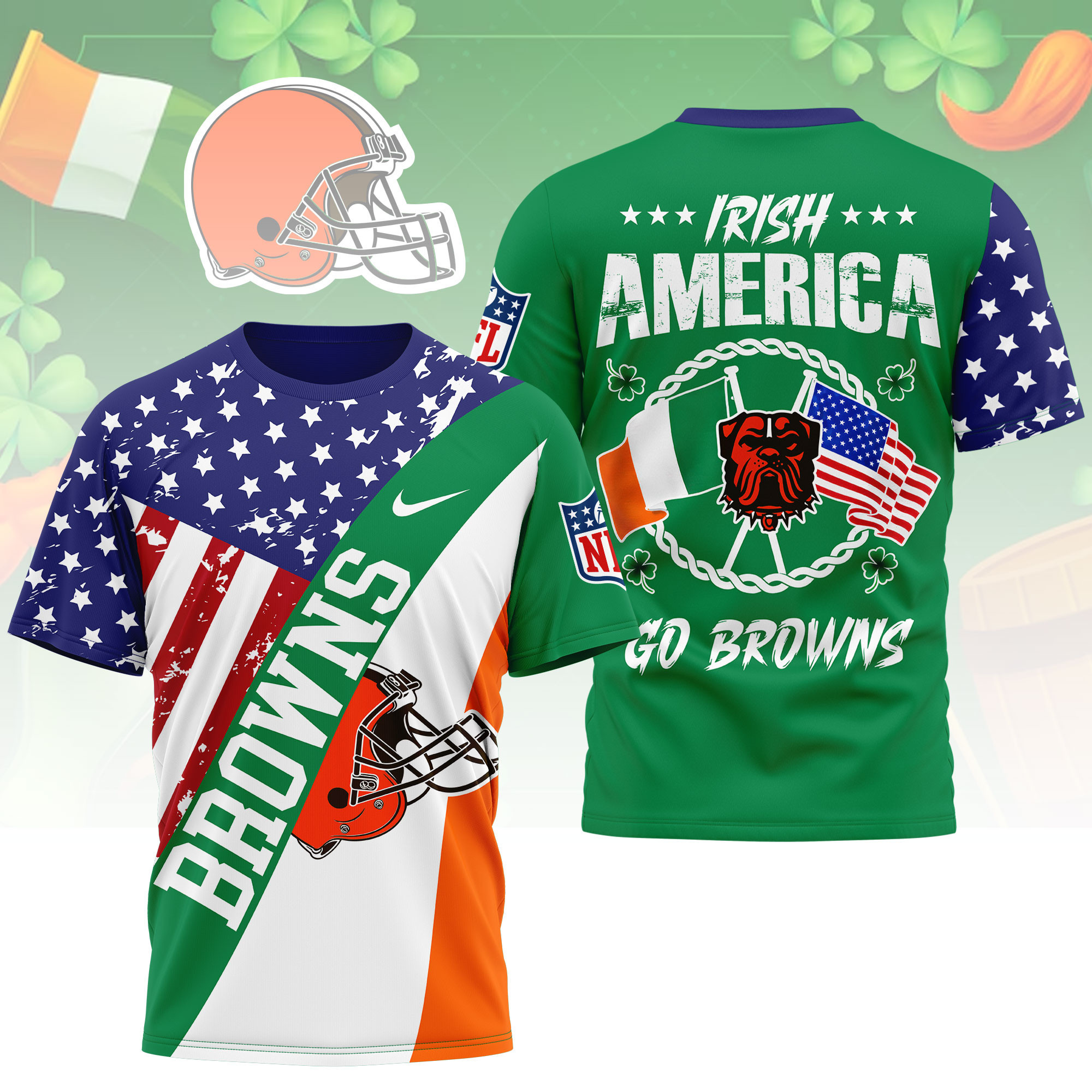 Cleveland Browns | Premium NFL Irish America 3D Shirt NY
