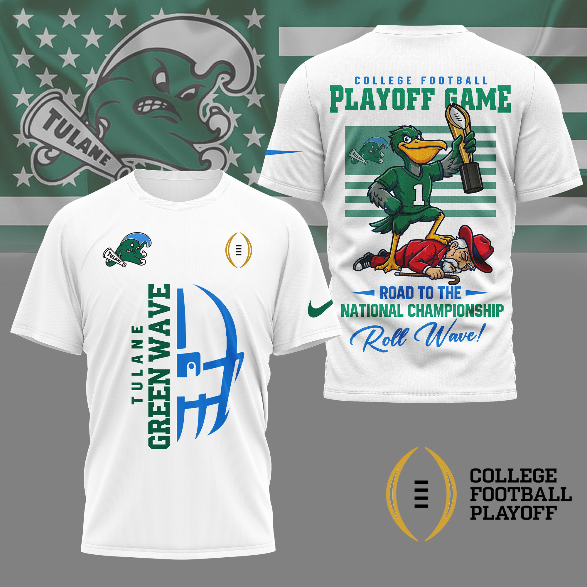 Tulane Green Wave | Premium NCAA College Football Playoff Game 3D Shirt NY