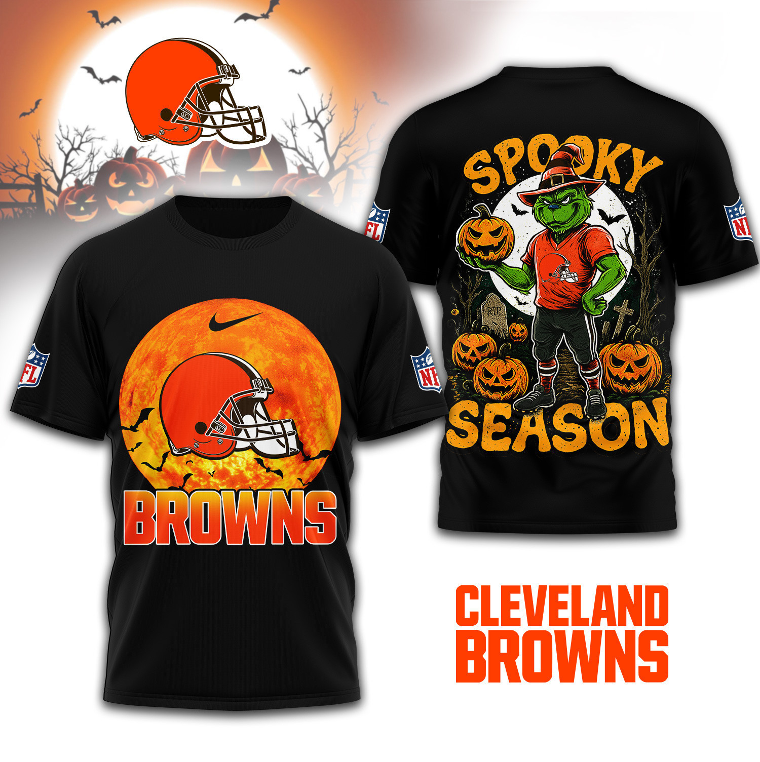Cleveland Browns | Premium NFL Spooky Season 3D Shirt TD