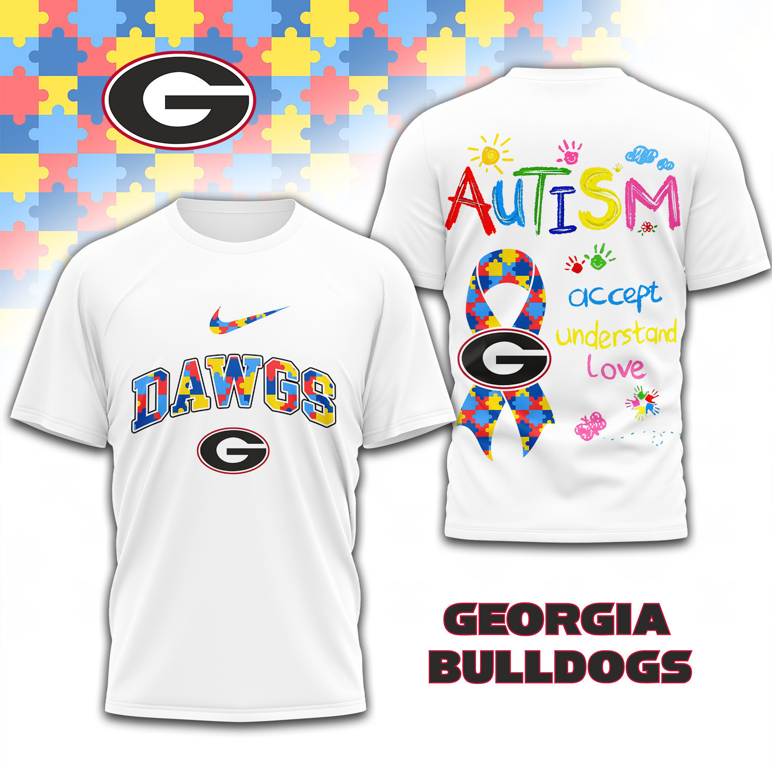 Georgia Bulldogs | Premium NCAA Autism 3D Shirt TD