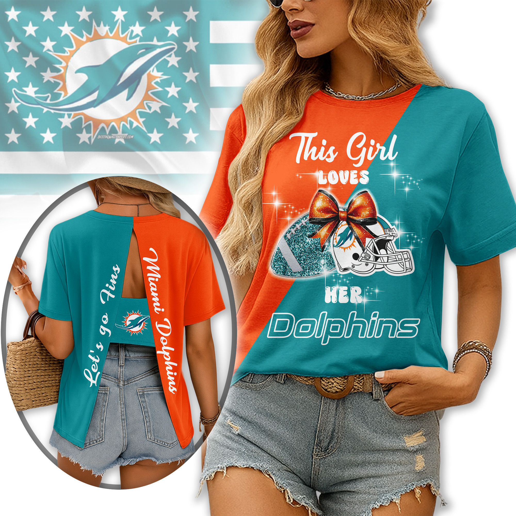 Miami Dolphins | Premium NFL Back Slit Short Sleeve TD