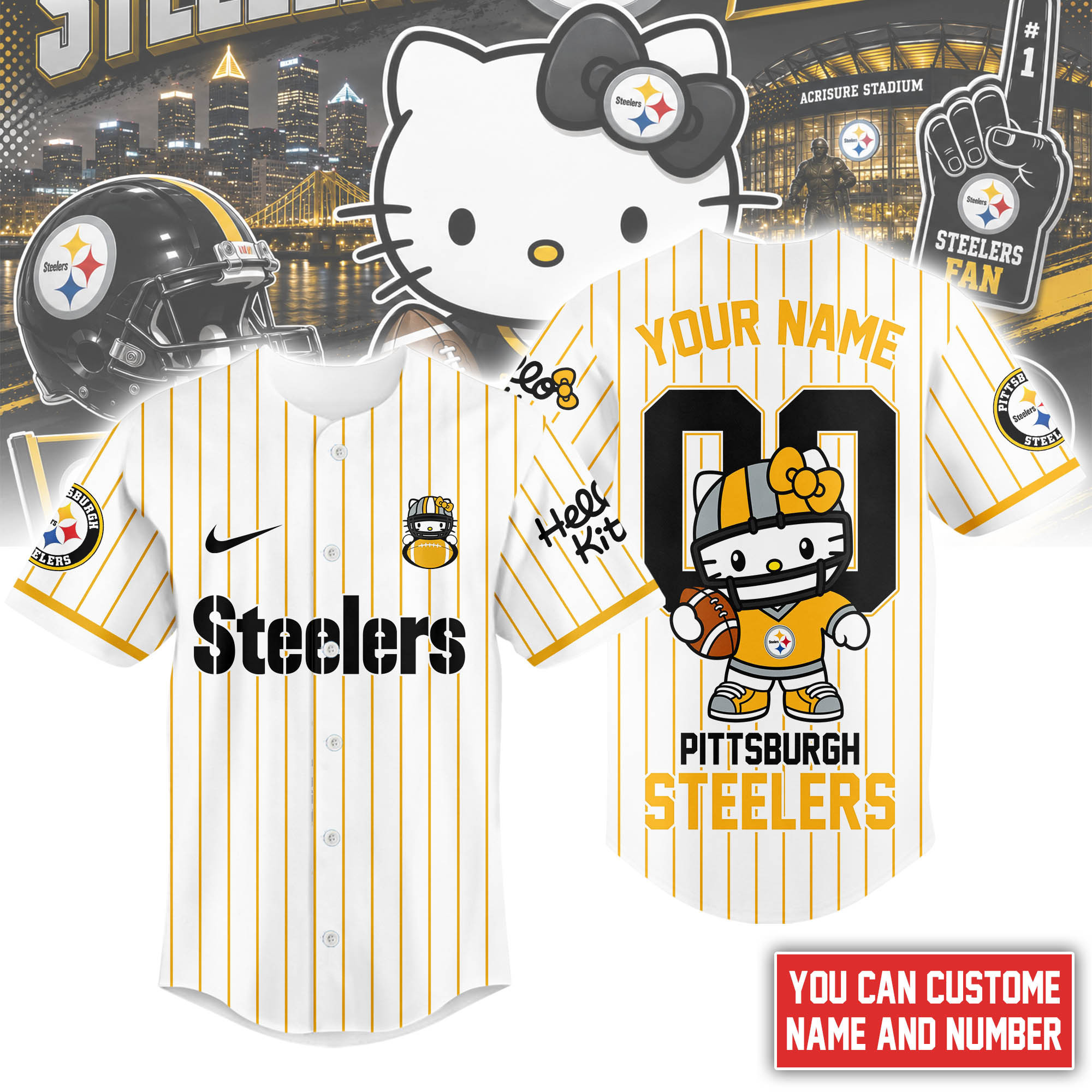 Pittsburgh Steelers | Premium NFL Kitty Game Day Custom Jersey Shirt NTH1