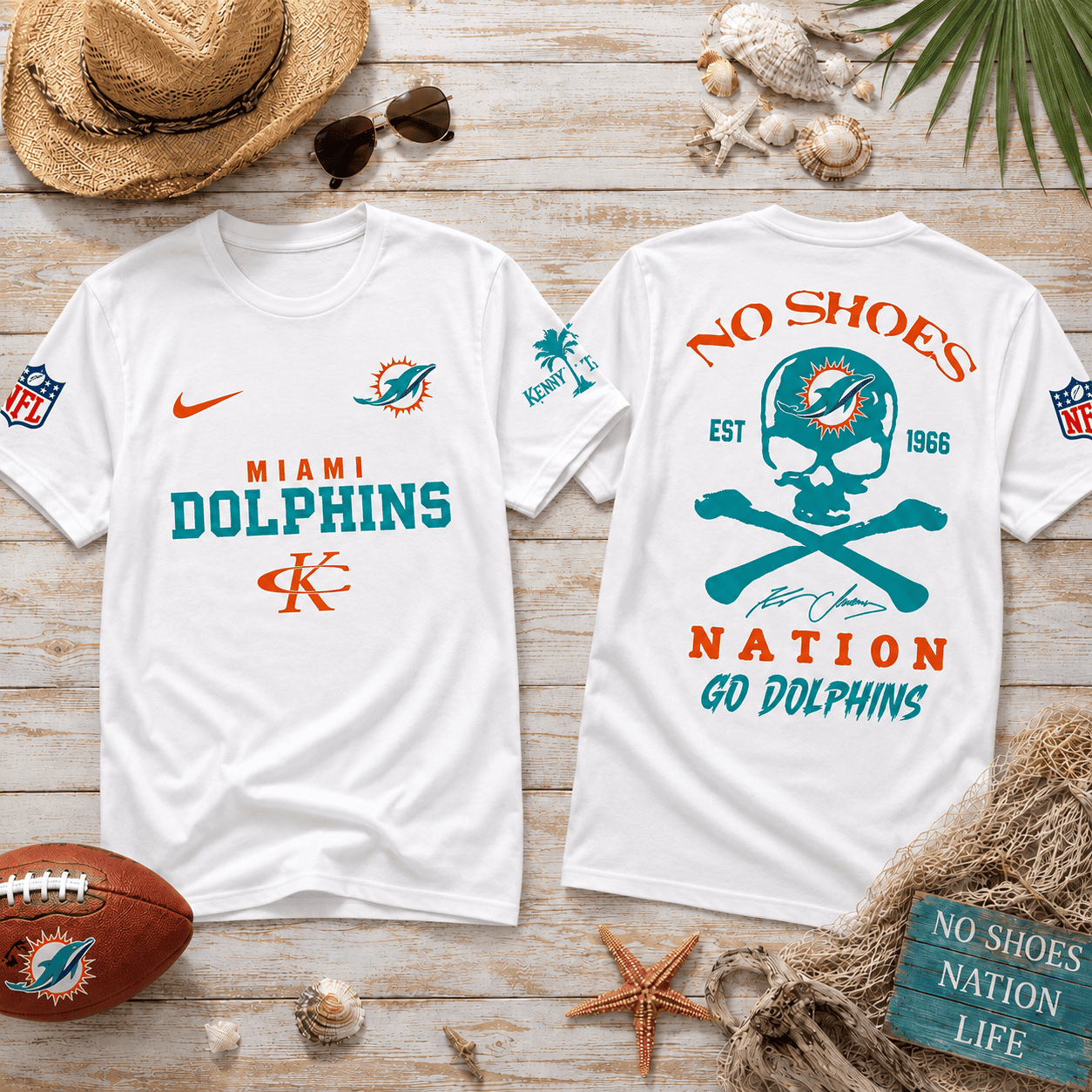 Miami Dolphins| Premium NFL No Shoes Nation Fan 3D Shirt NY