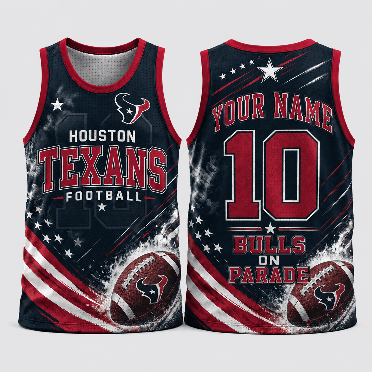 Houston Texans | Premium NFL Custom Name & Number Football Tank Top for Loyal Fans and Game Day Pride TD