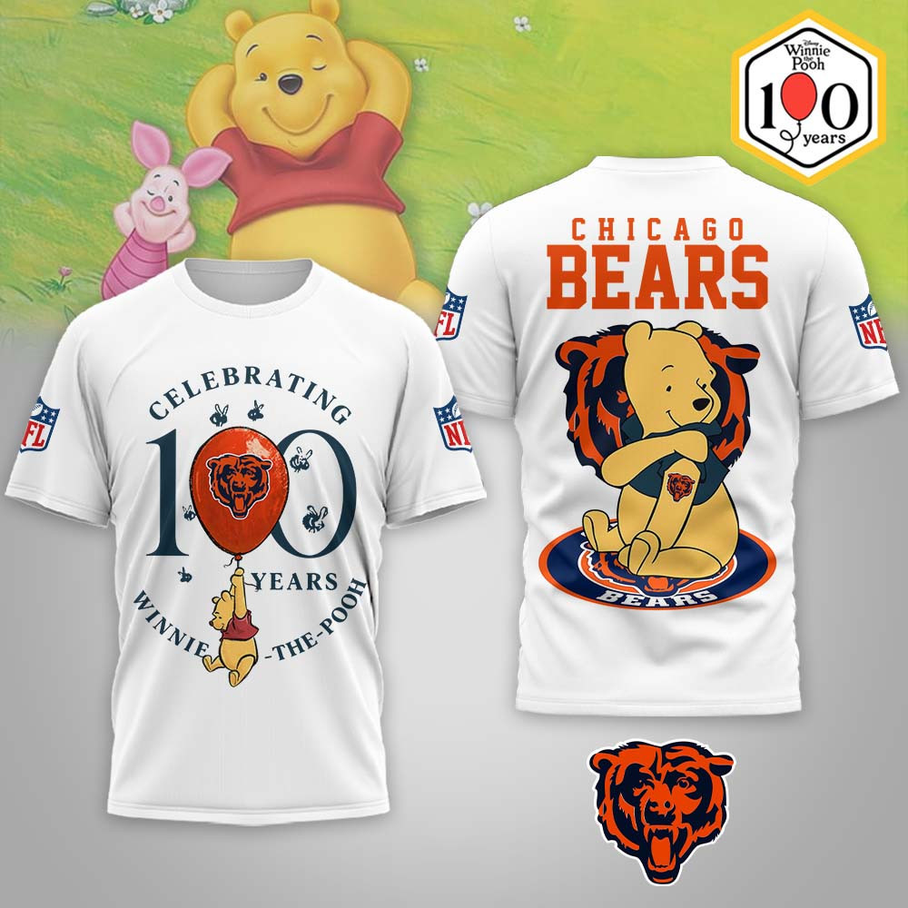 Chicago Bears | Premium NFL Winnie The Pooh 100th Anniversary 3D Shirt MM