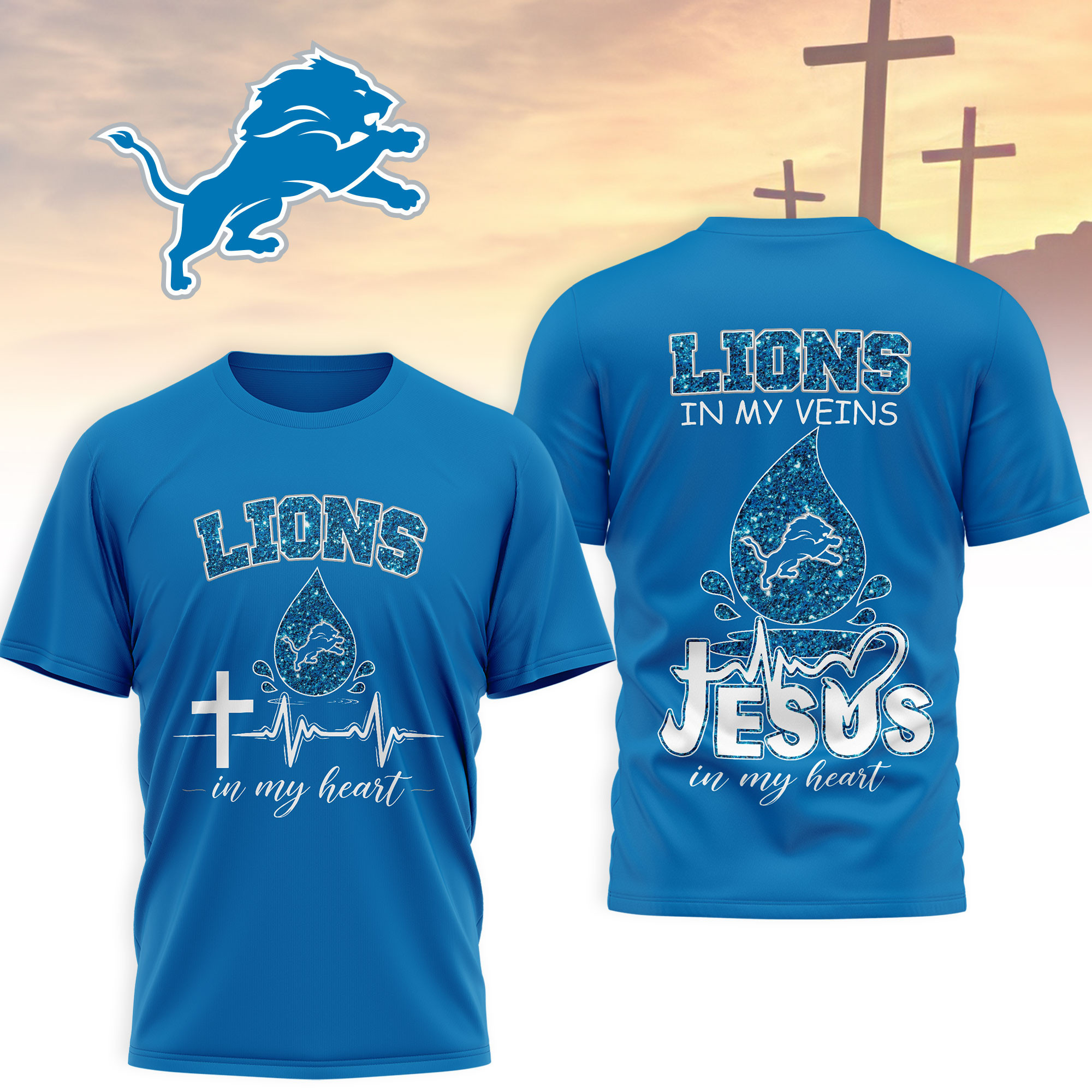 Detroit Lions | Premium NFL Jesus In My Heart 3D Shirt NTH1
