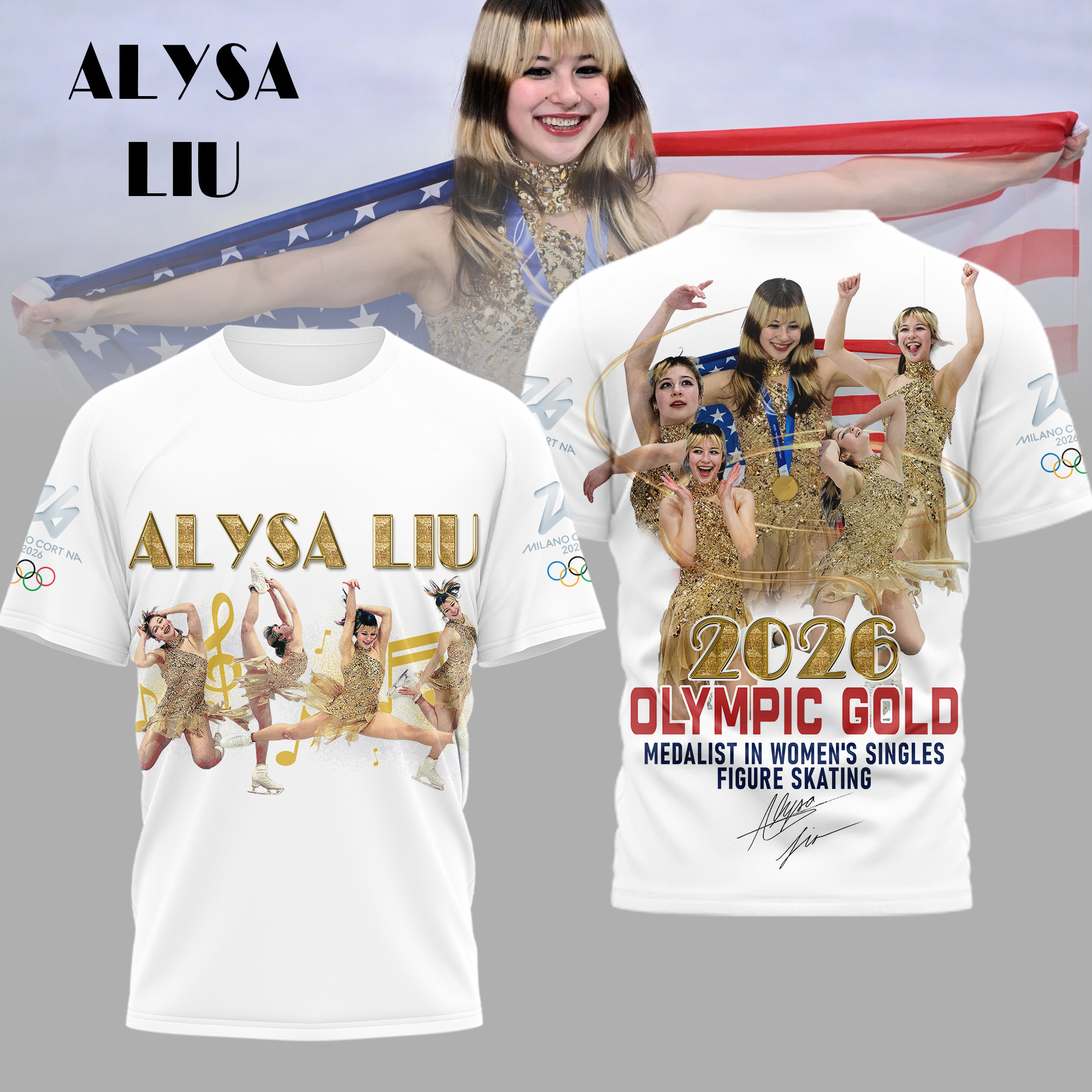Premium Alysa Liu Olympic Gold 3D Shirt TD