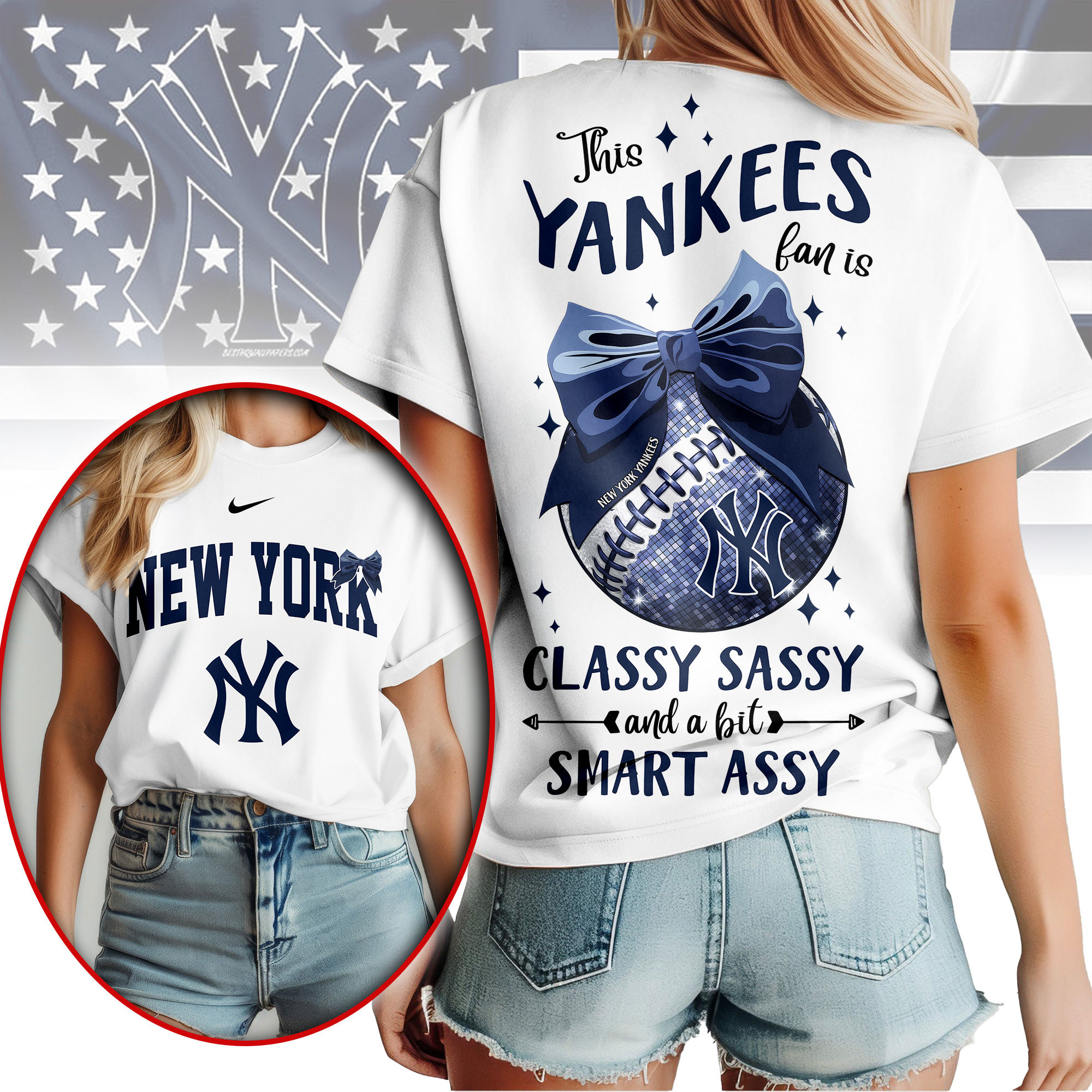 New York Yankees | Premium MLB Girly Bow 3D Shirt NY