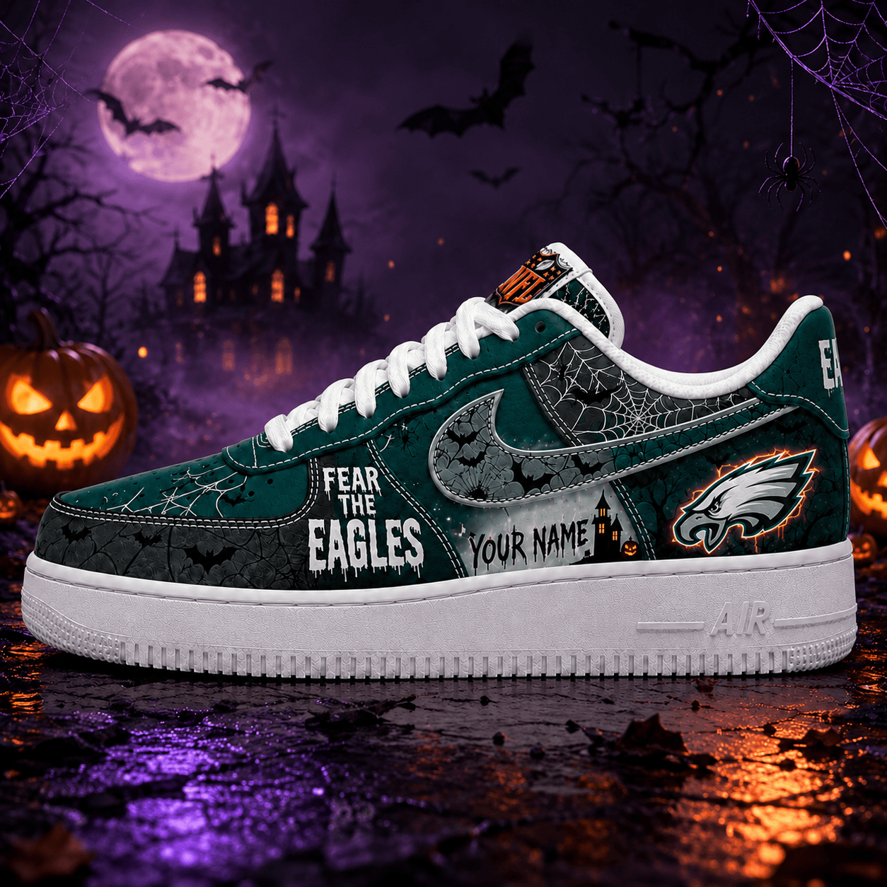 Philadelphia Eagles | Premium NFL Fear The Team Halloween AF1 Sneakers