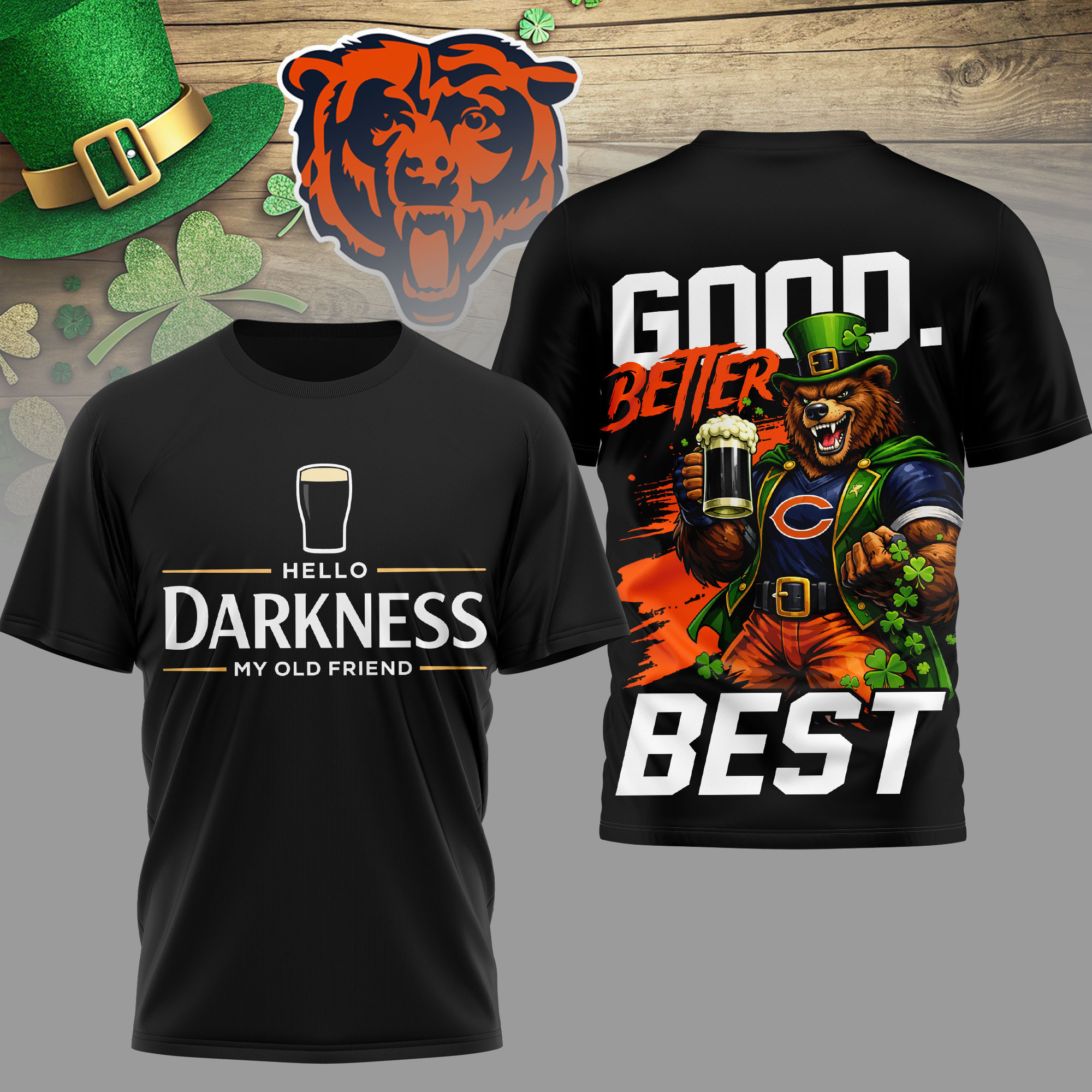 Chicago Bears | Premium NFL Hello Darkness My Old Friend 3D Shirt TD