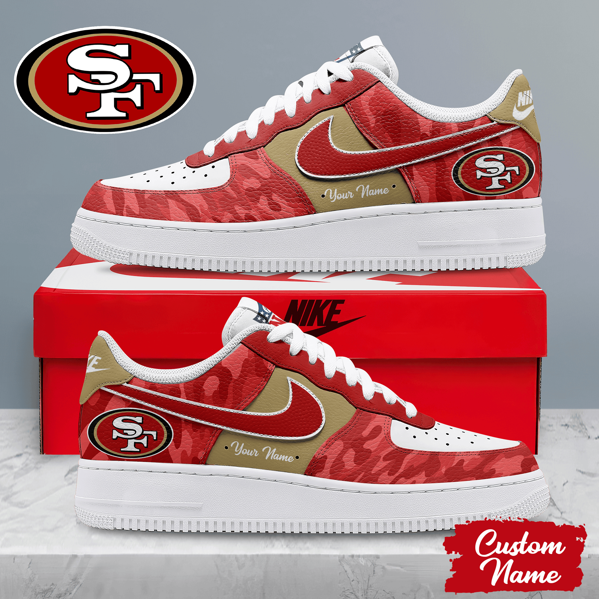 San Francisco 49ers | Premium NFL End Zone Energy AF1 Shoes NTH1