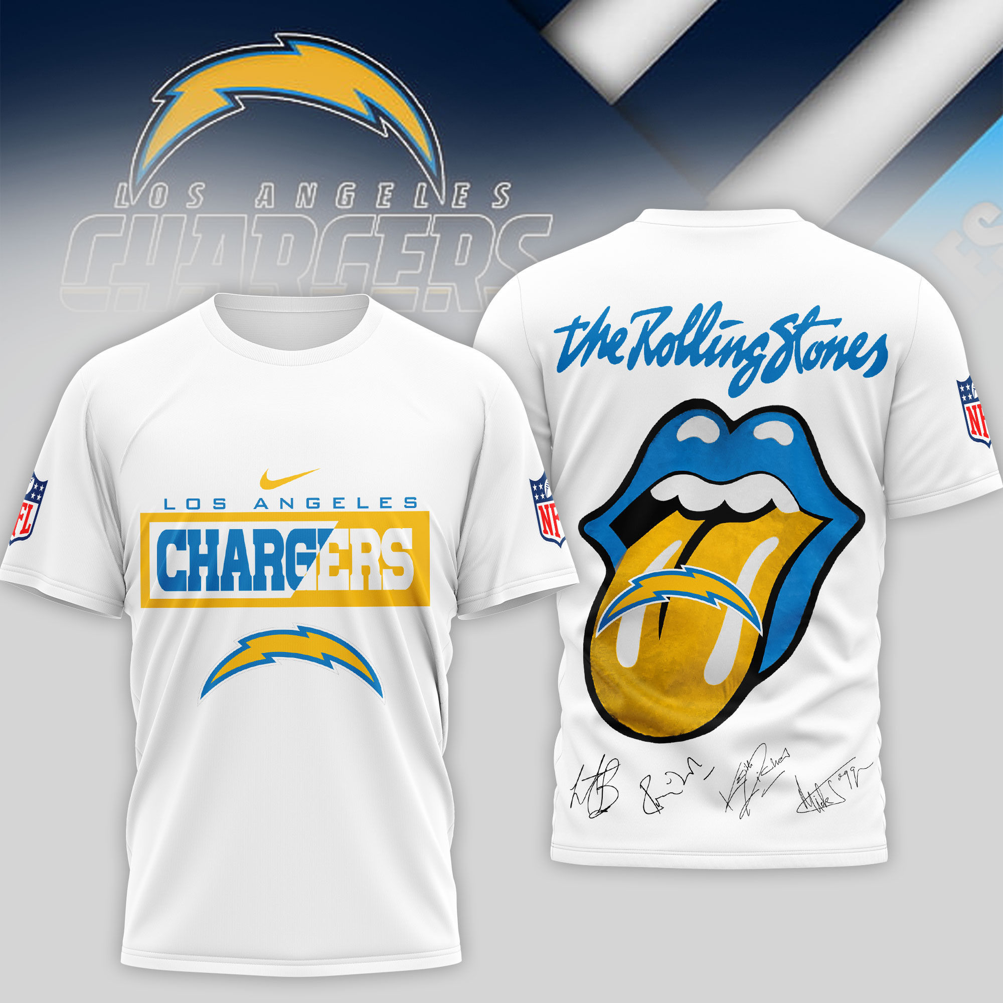 Los Angeles Chargers | Premium NFL The Rolling Stones 3D Shirt TD