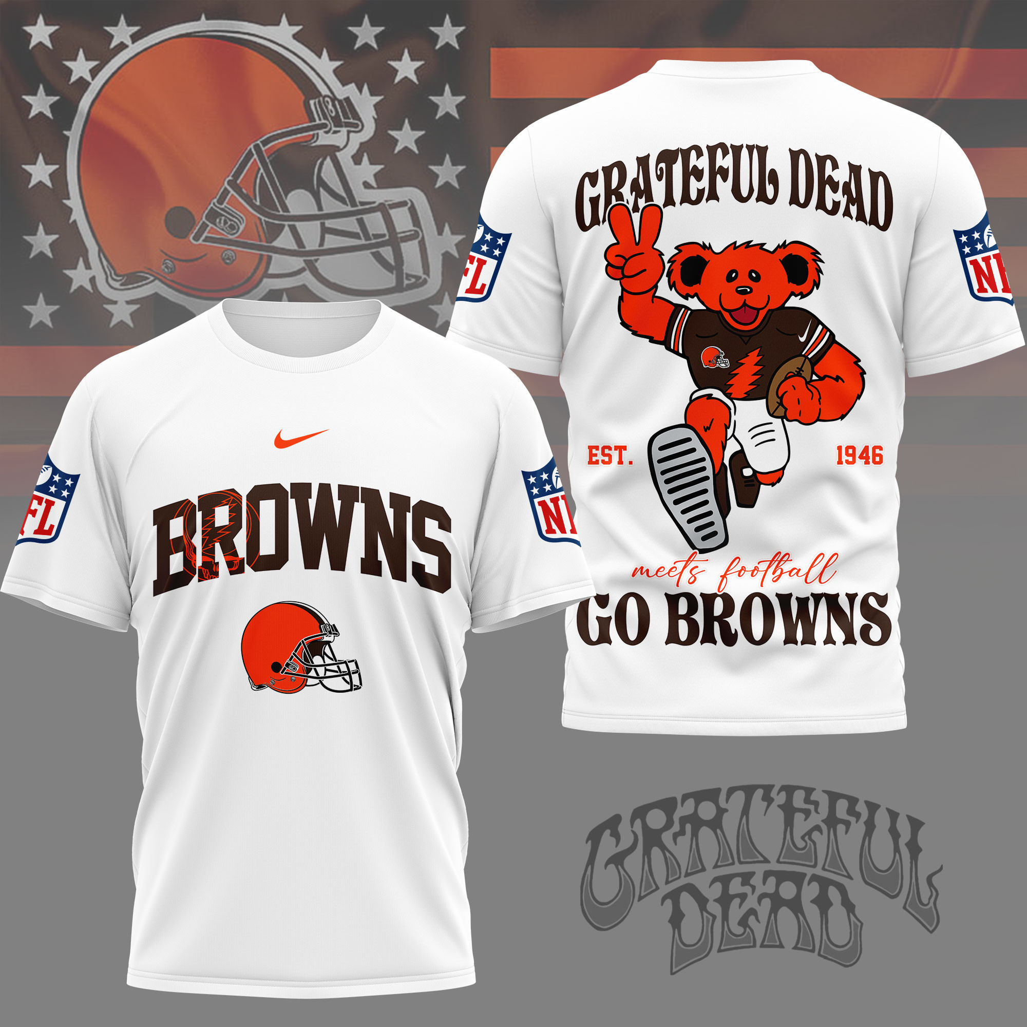 Cleveland Browns | Premium NFL Retro Bear 3D Shirt NY